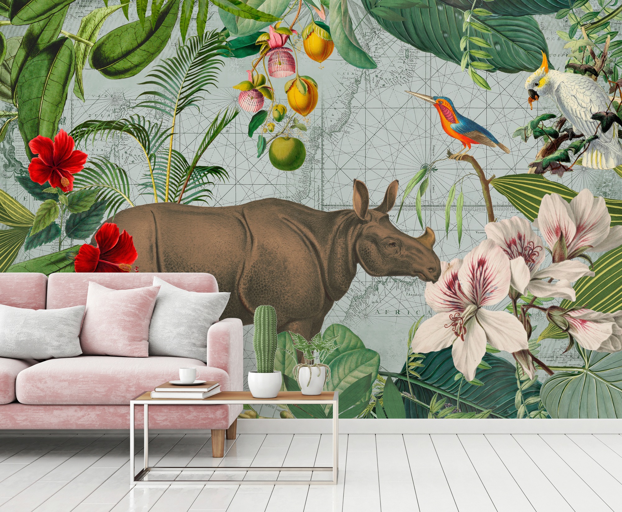 living walls Fototapete »ARTist Jungle Rhino«, Vlies, Wand, Schräge