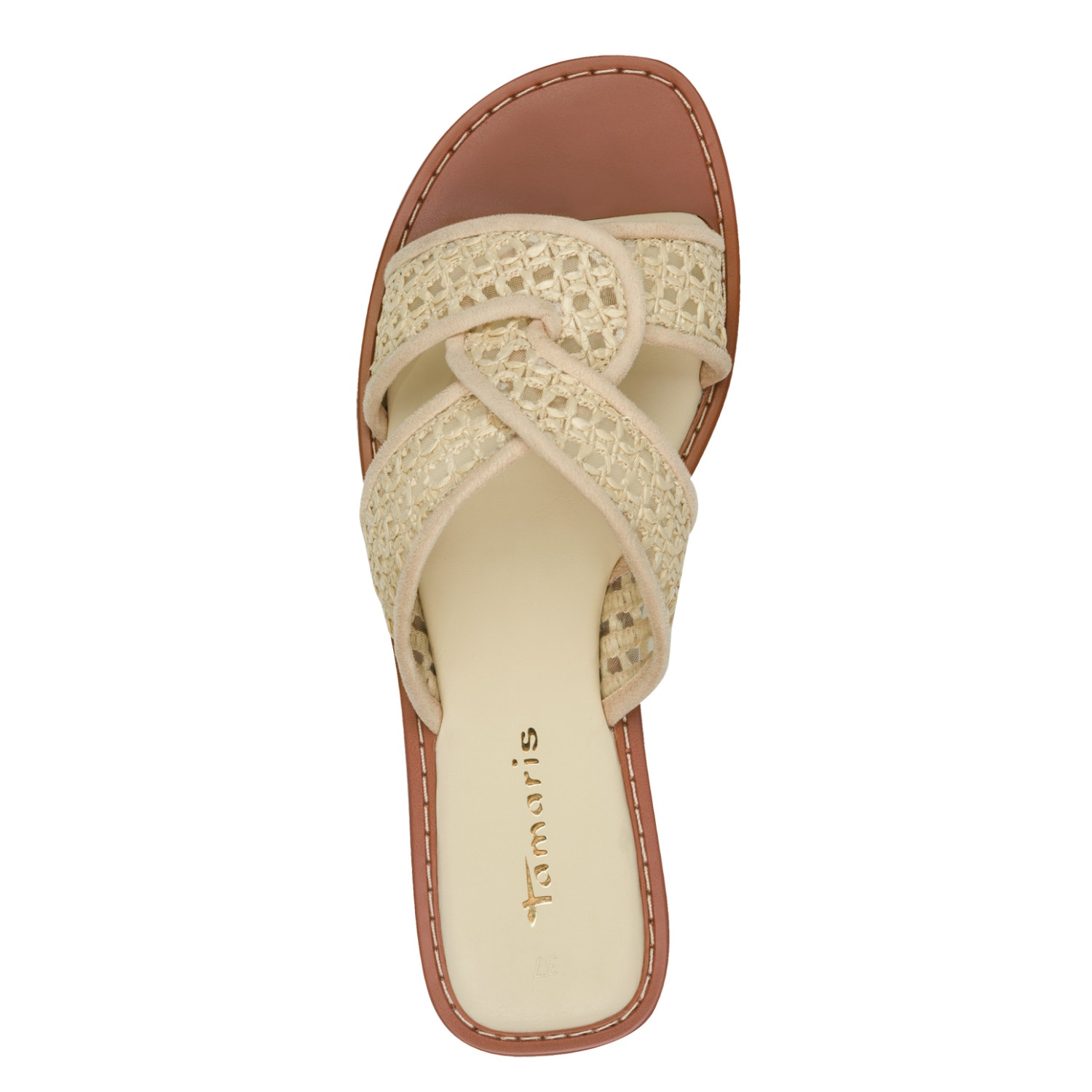 Tamaris Pantolette  Sommerschuh, Schlüpfschuh, Flat mit Baststickerei