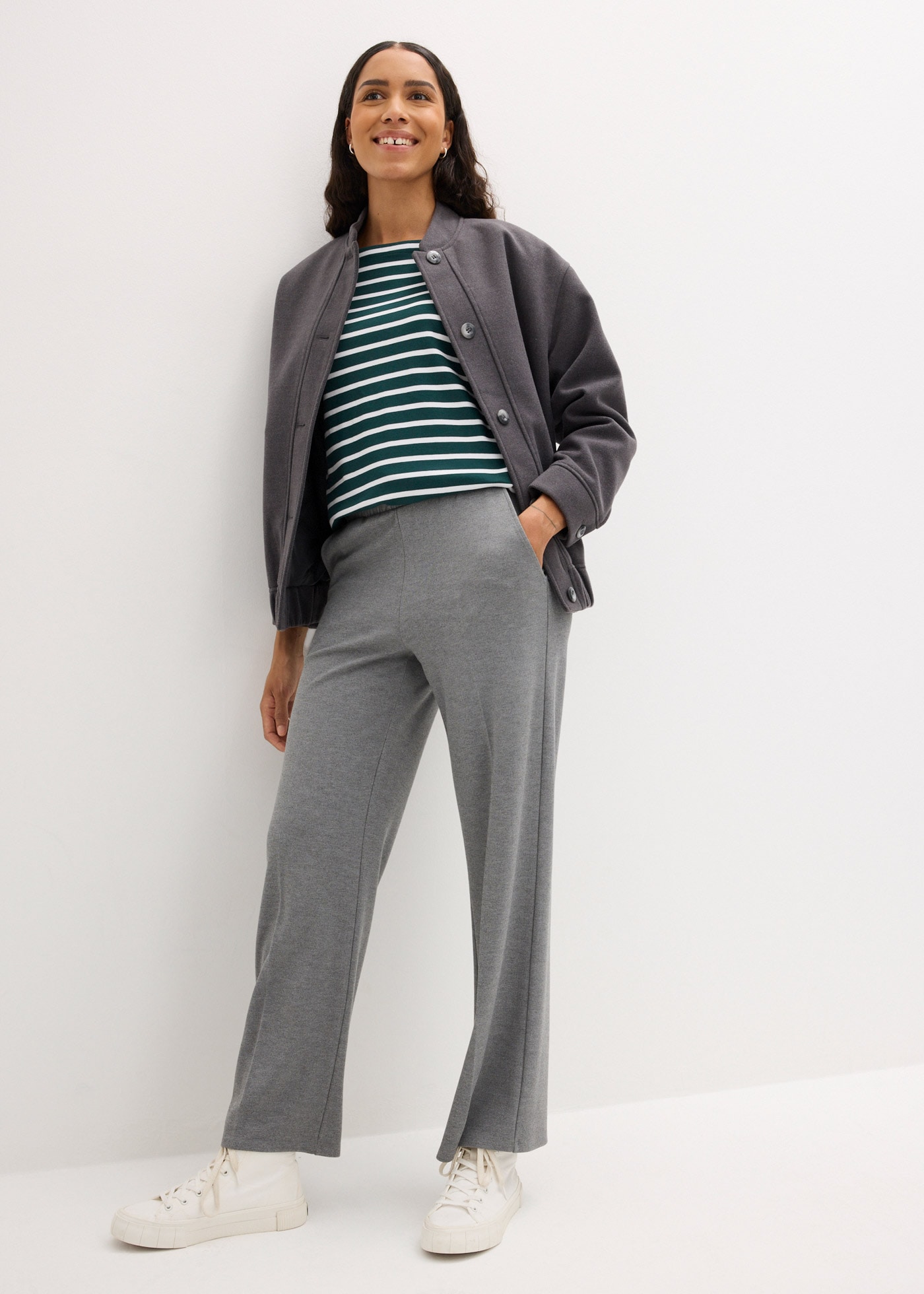 bonprix Langarmshirt, 2 Stk. Langarmshirt aus reiner Baumwolle, (2er Pack)
