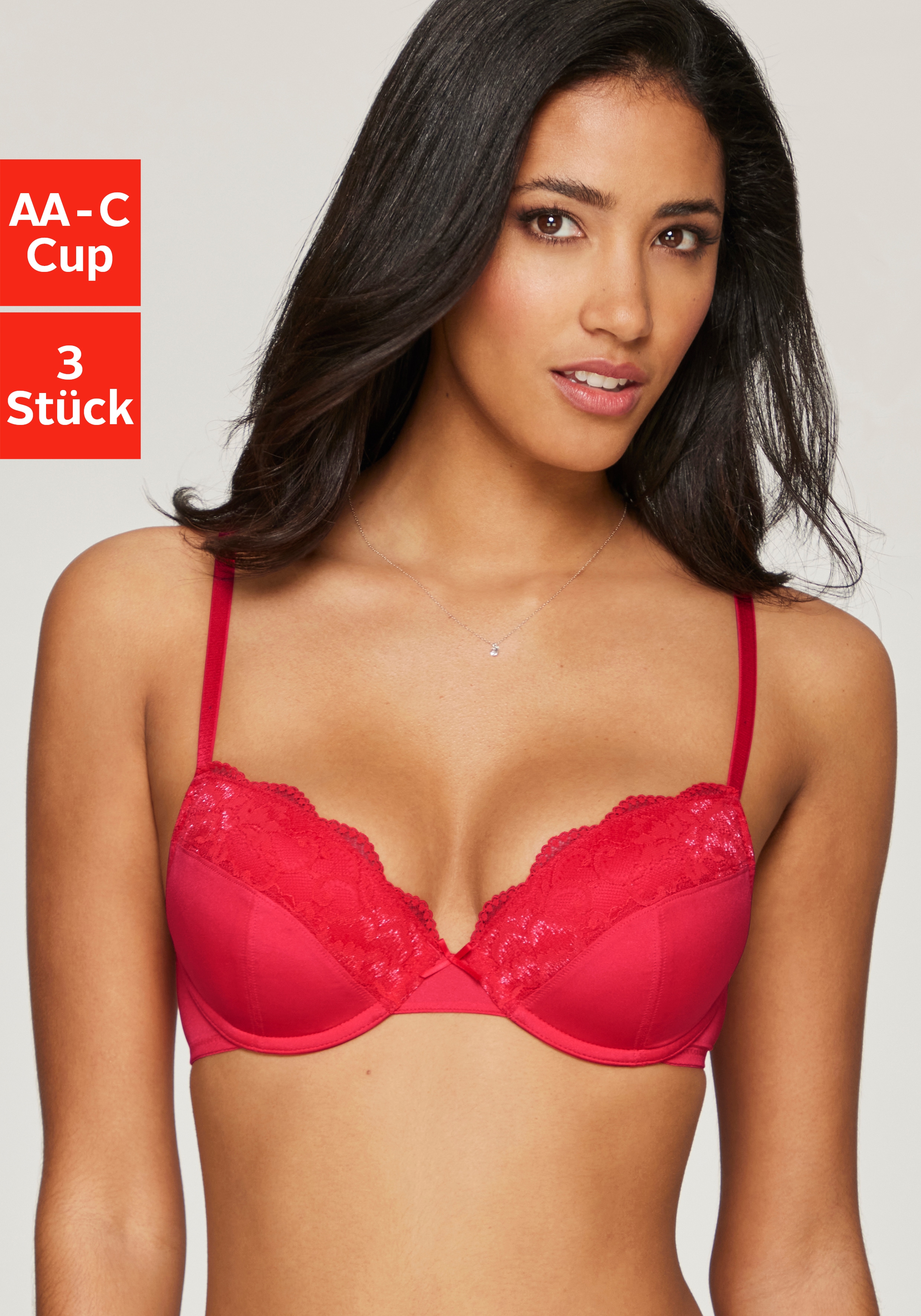 petite fleur by Lascana Push-up-BH Packung, 3 Stück, mit Bügel & herausnehmbaren Kissen