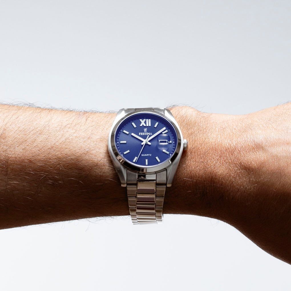 Festina Quarzuhr, Armbanduhr, Damenuhr, Herrenuhr, Edelstahlarmband, analog, Tag