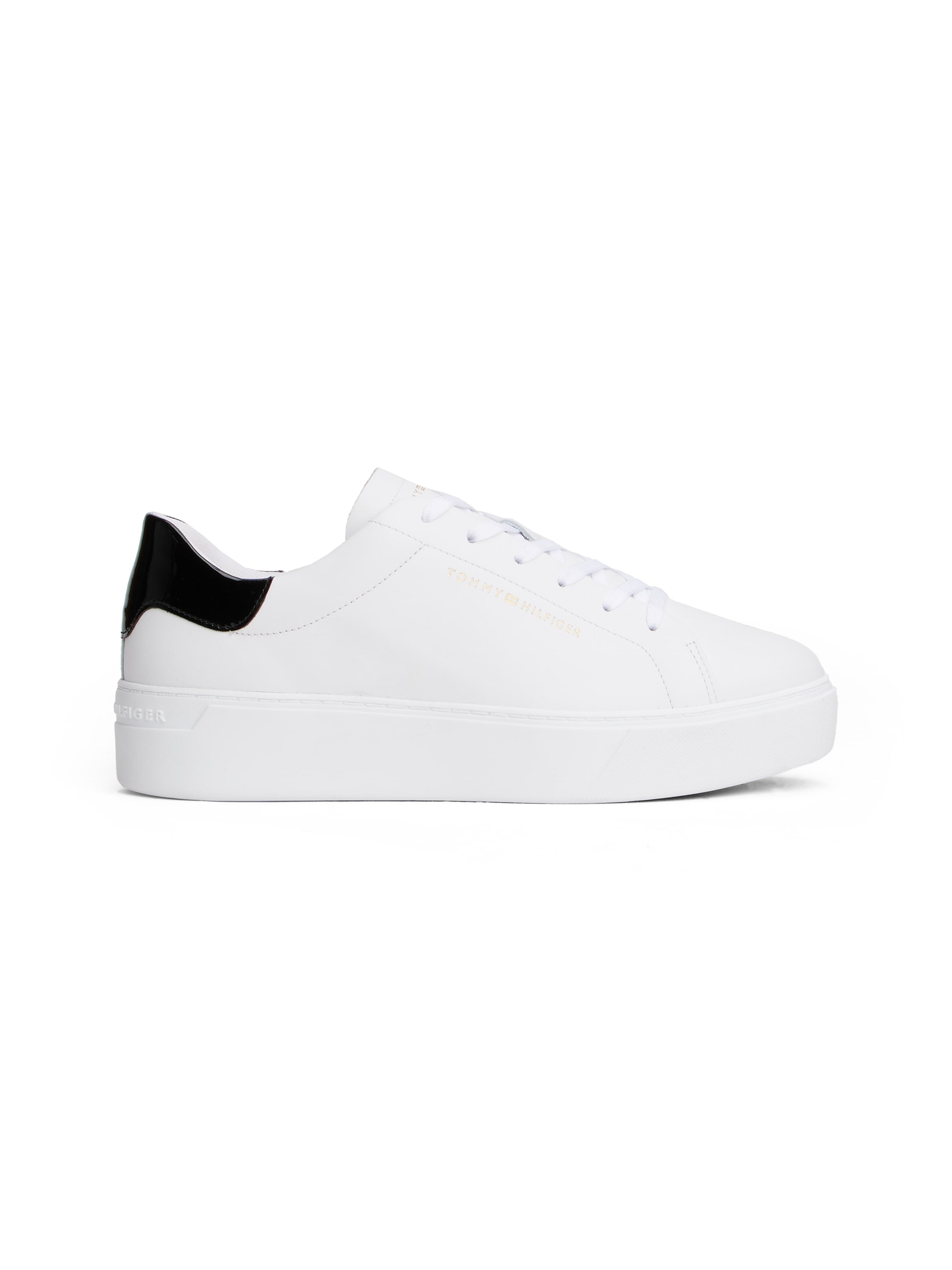 Tommy Hilfiger Plateausneaker »CHIC PLATFORM CUPSOLE PATENT«, Halbschuh, Schnürschuh mit glänzendem Kontrastbesatz an der Ferse