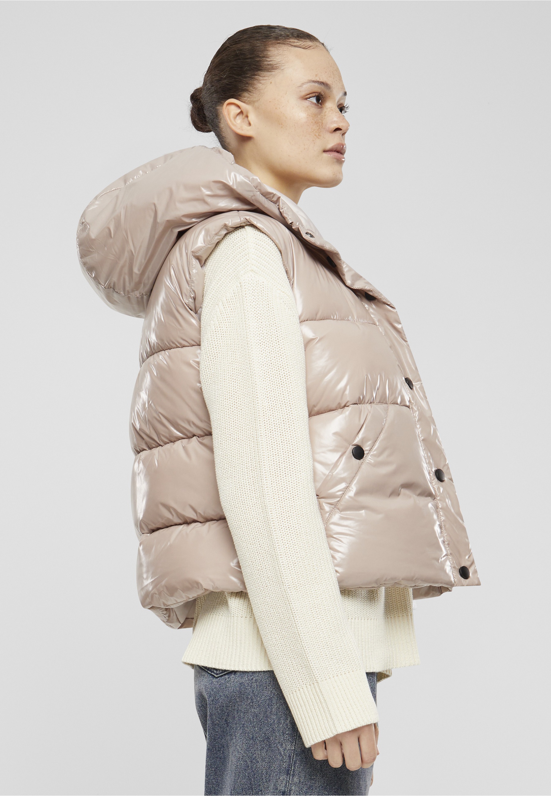 URBAN CLASSICS Steppweste »Urban Classics Ladies Recycled Shiny Puffer Vest with Hood«