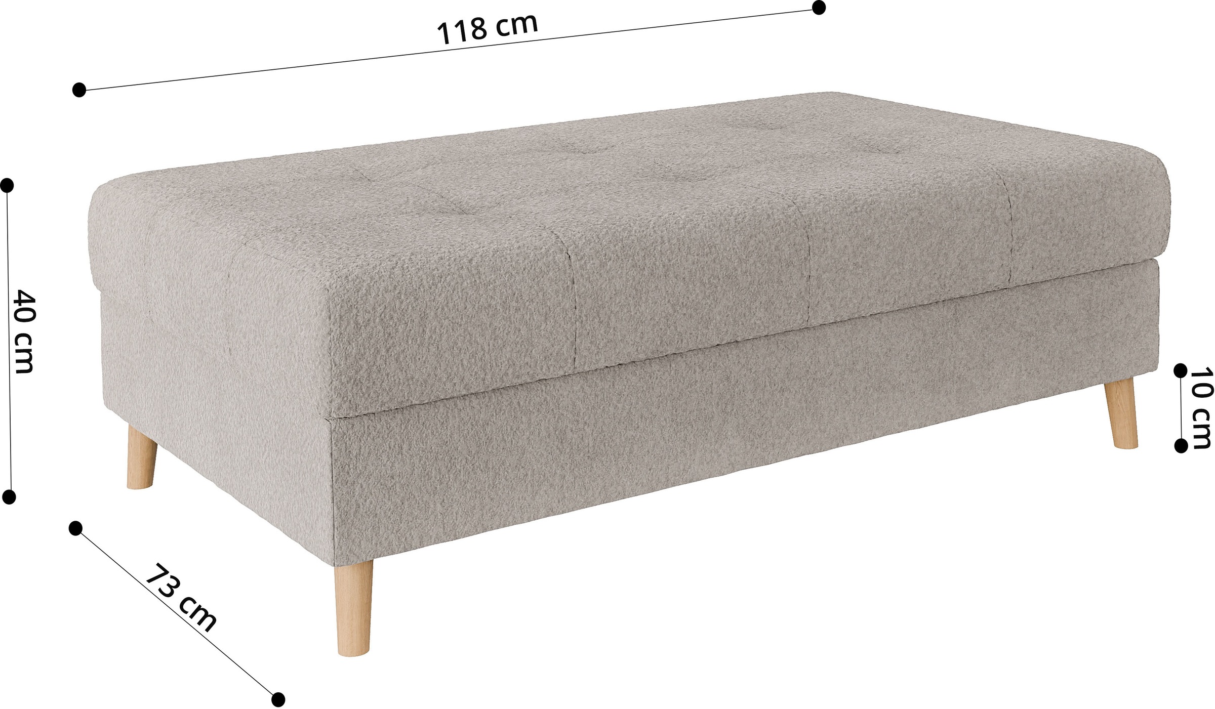 Home affaire Polsterhocker »CHARRE XXL, Steppung im Sitzbereich, Maße: B/T/H: 118/73/40 cm«, passend zur Serie CHARRE, auch in Cord und Bouclé