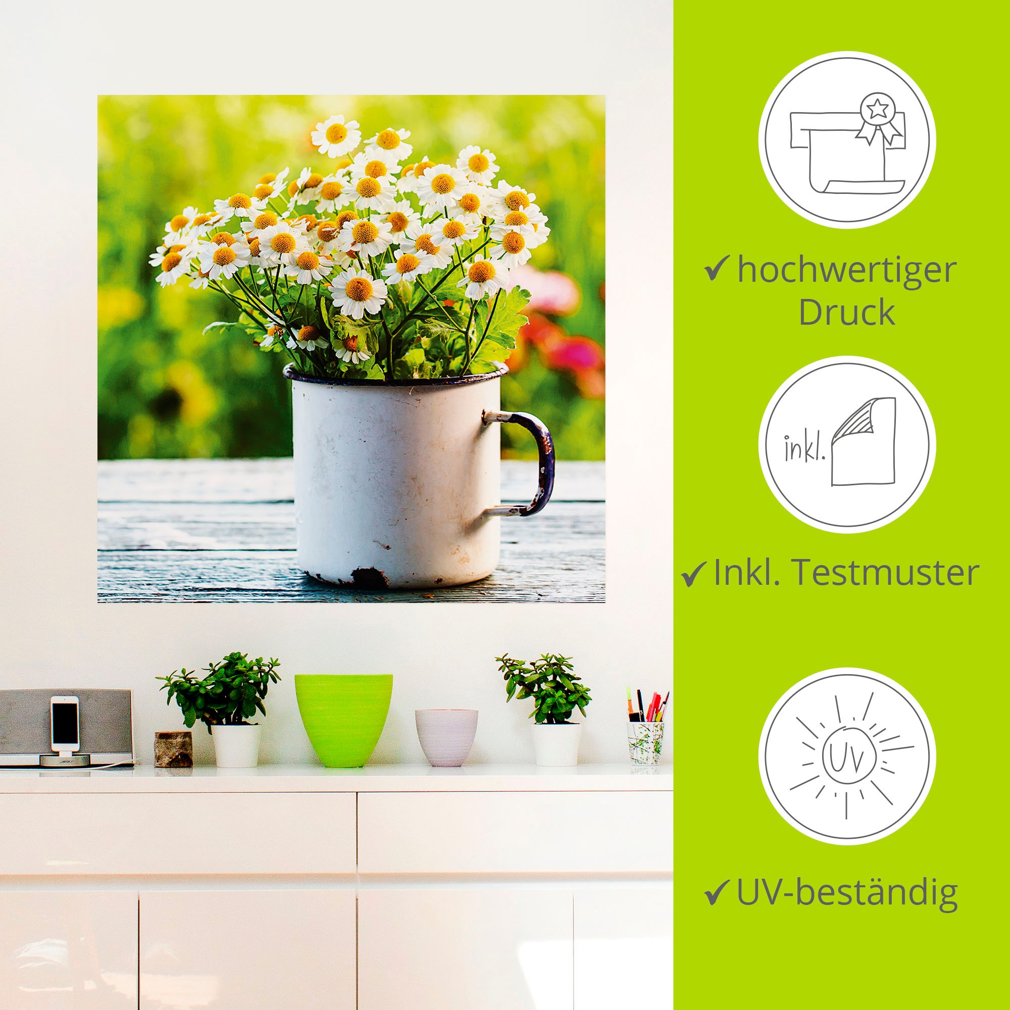 Artland Wandbild »Frühlingsgarten mit Gänseblümchen«, Blumen, (1 St.), als Leinwandbild, Poster, Wandaufkleber in verschied. Größen