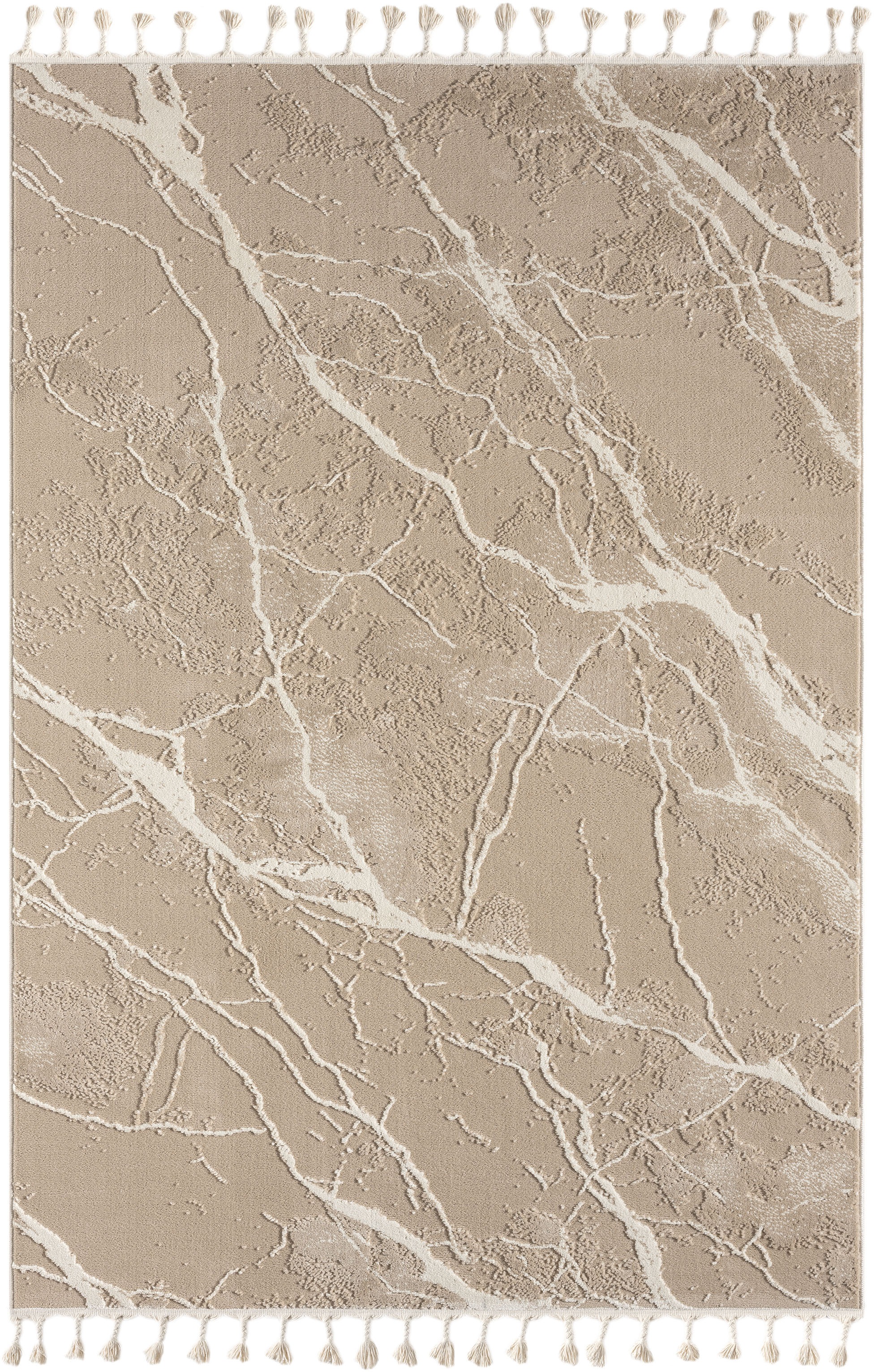 my home Teppich "Zoe, Hoch-Tief-Struktur" rechteckig 11 mm Höhe mit Fransen günstig online kaufen