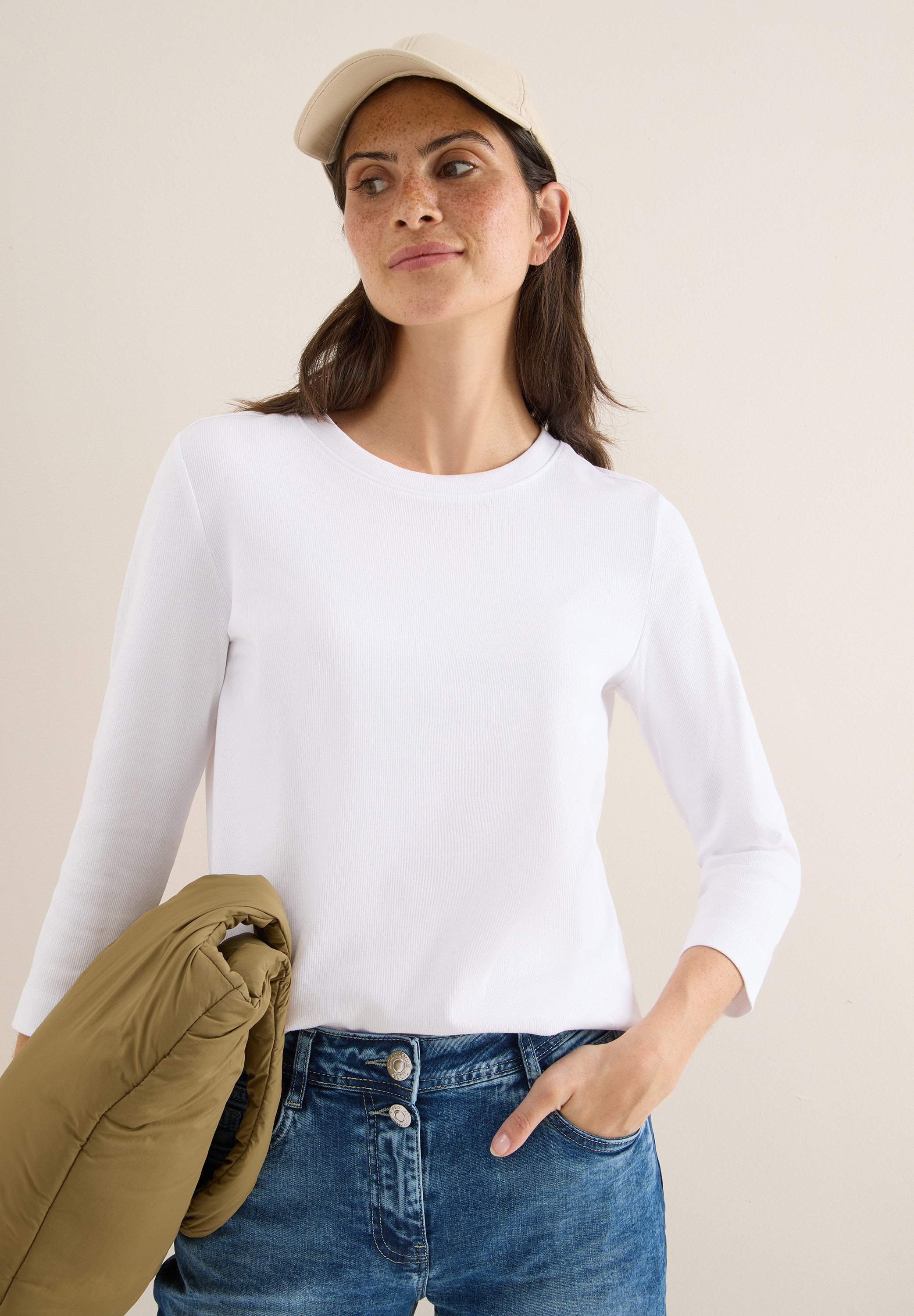 Cecil Rundhalsshirt aus Baumwolle mit Stretchante