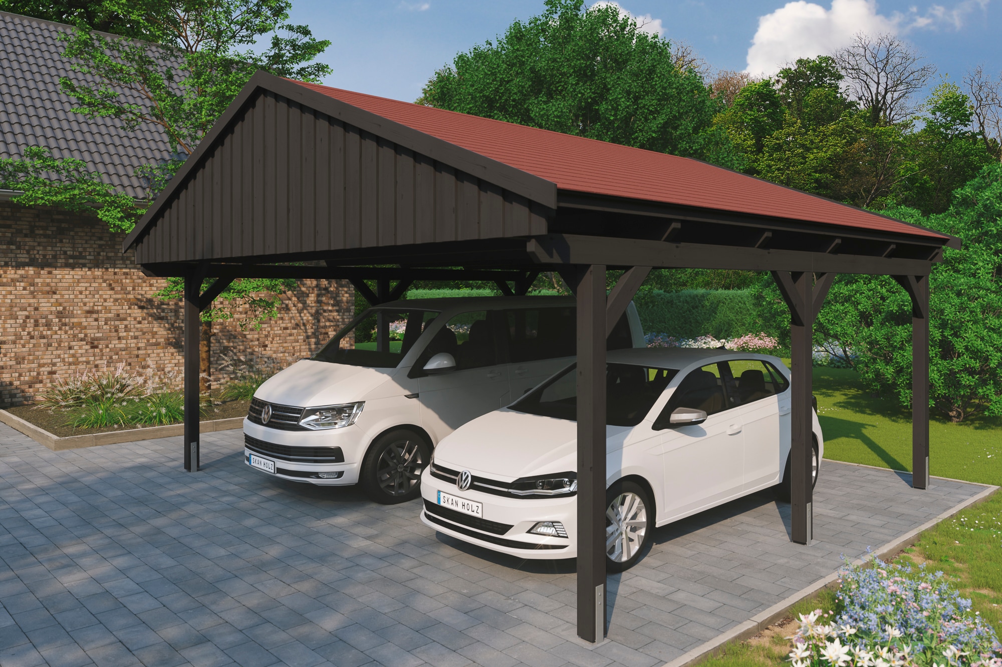 Skanholz Doppelcarport »Fichtelberg«, Holz, 574 cm, Anthrazit