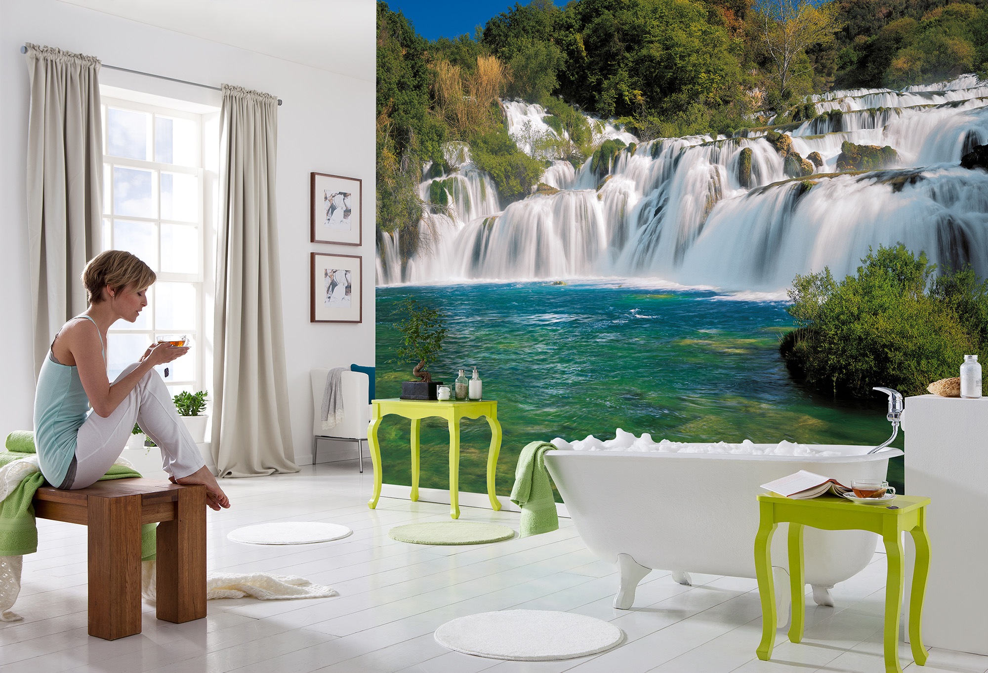 Komar Fototapete "Krka Falls - Größe 368 x 254 cm" bedruckt glatt Wohnzimmer, Schlafzimmer