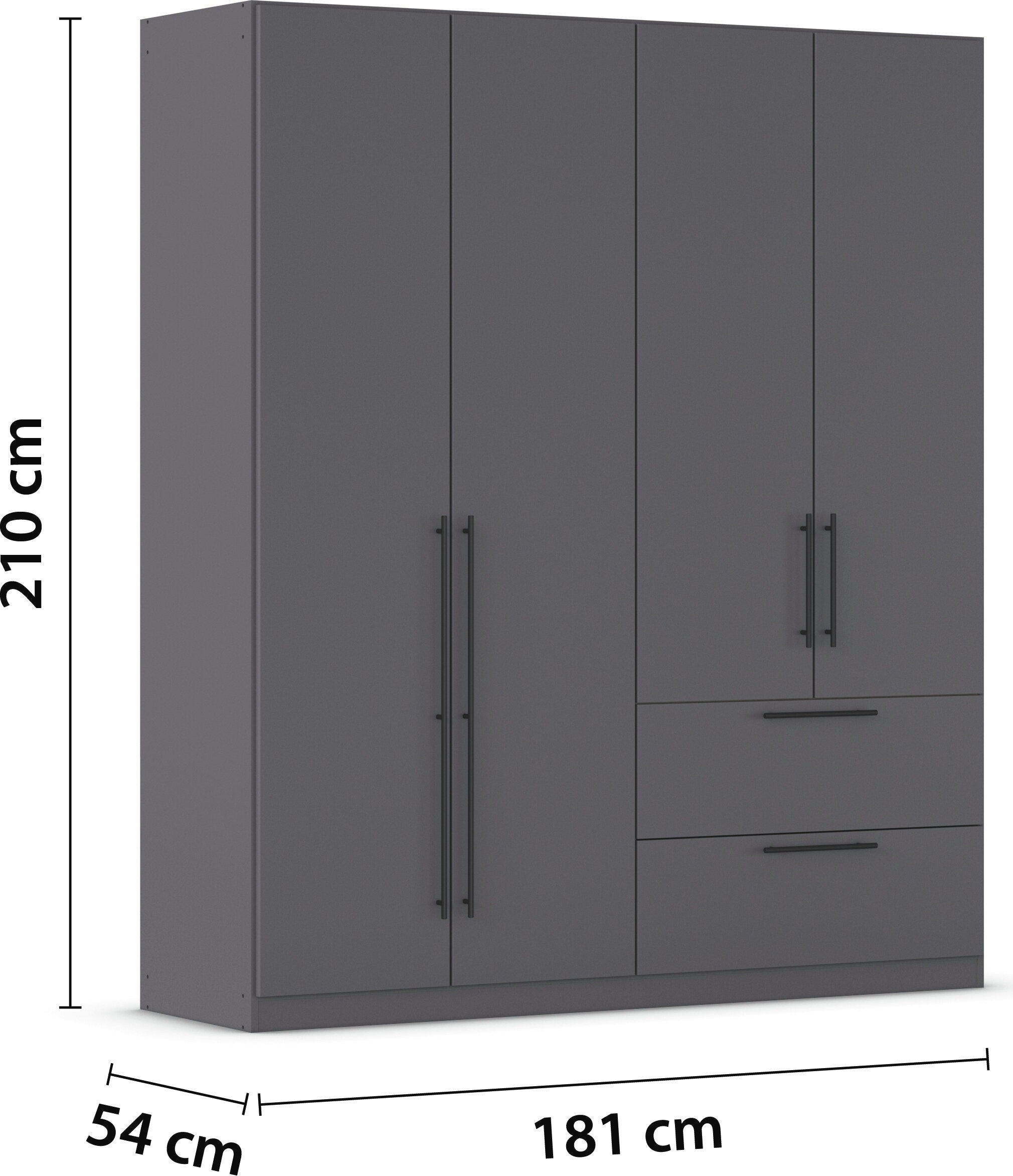 rauch Kleiderschrank »Drehtürenschrank Schrank Garderobe Wäscheschrank Schlafzimmer AVOLA«, (in 3 verschiedenen Ausstattungen BASIC/CLASSIC/PREMIUM), mit hochwertigen Stangengriffen in Schwarz aus Metall MADE IN GERMANY