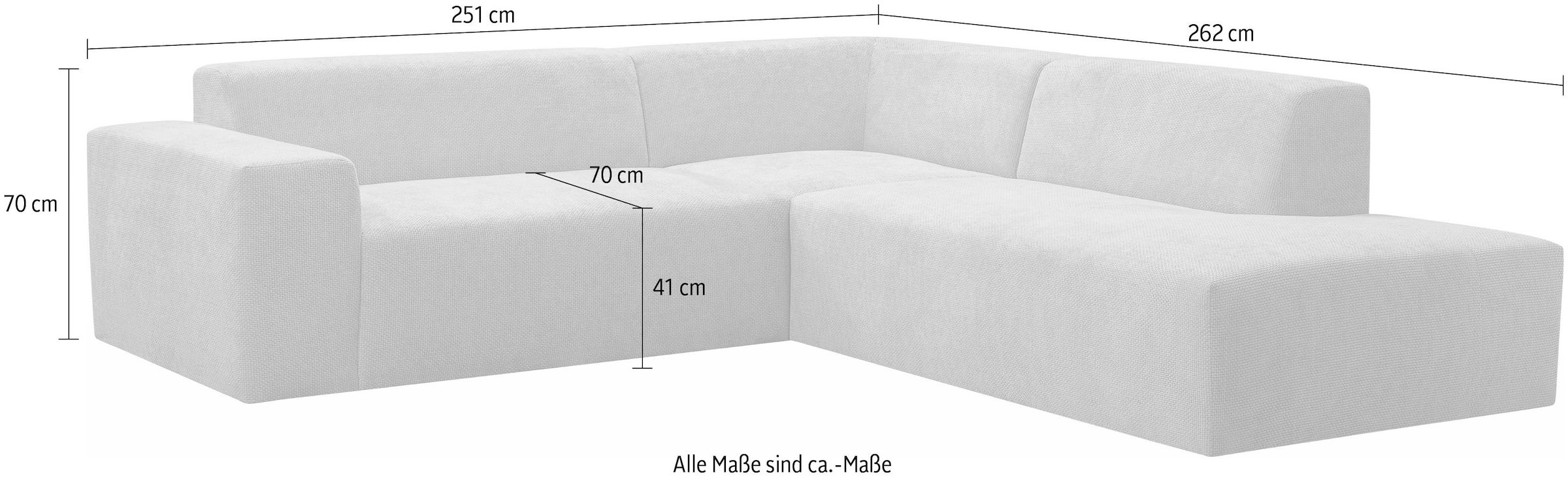 WERK2 Ecksofa »Zeus-M, tolles Sofa mit schönen Details, L-Form«, Curvy Trend Garnitur, urbane Optik, komfortable Wellenunterfederung