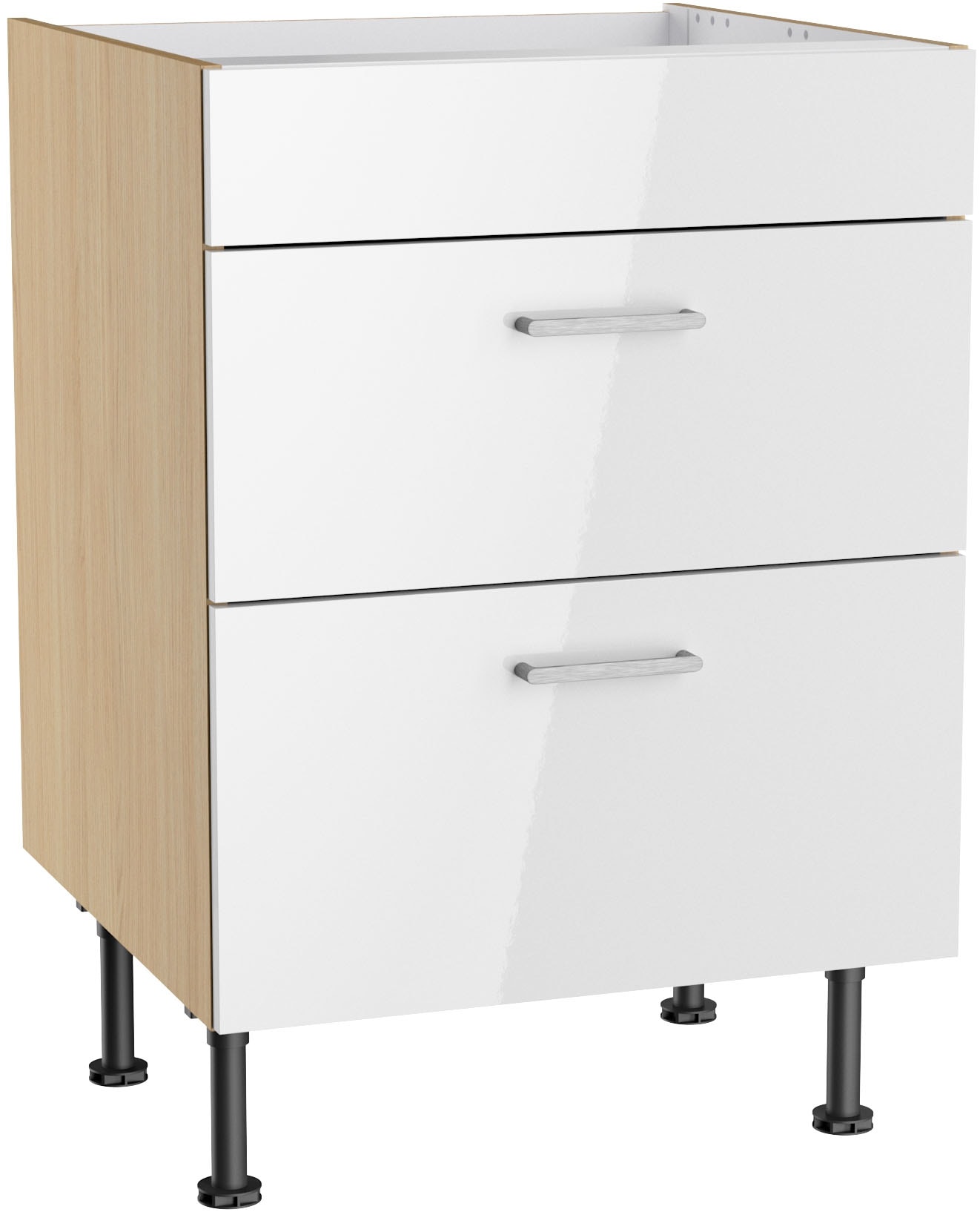 KOCHSTATION Kochfeldumbauschrank "KS-Lucy" Breite 60 cm, mit 2 Auszügen, Soft-Close, höhenverstellbare Füße