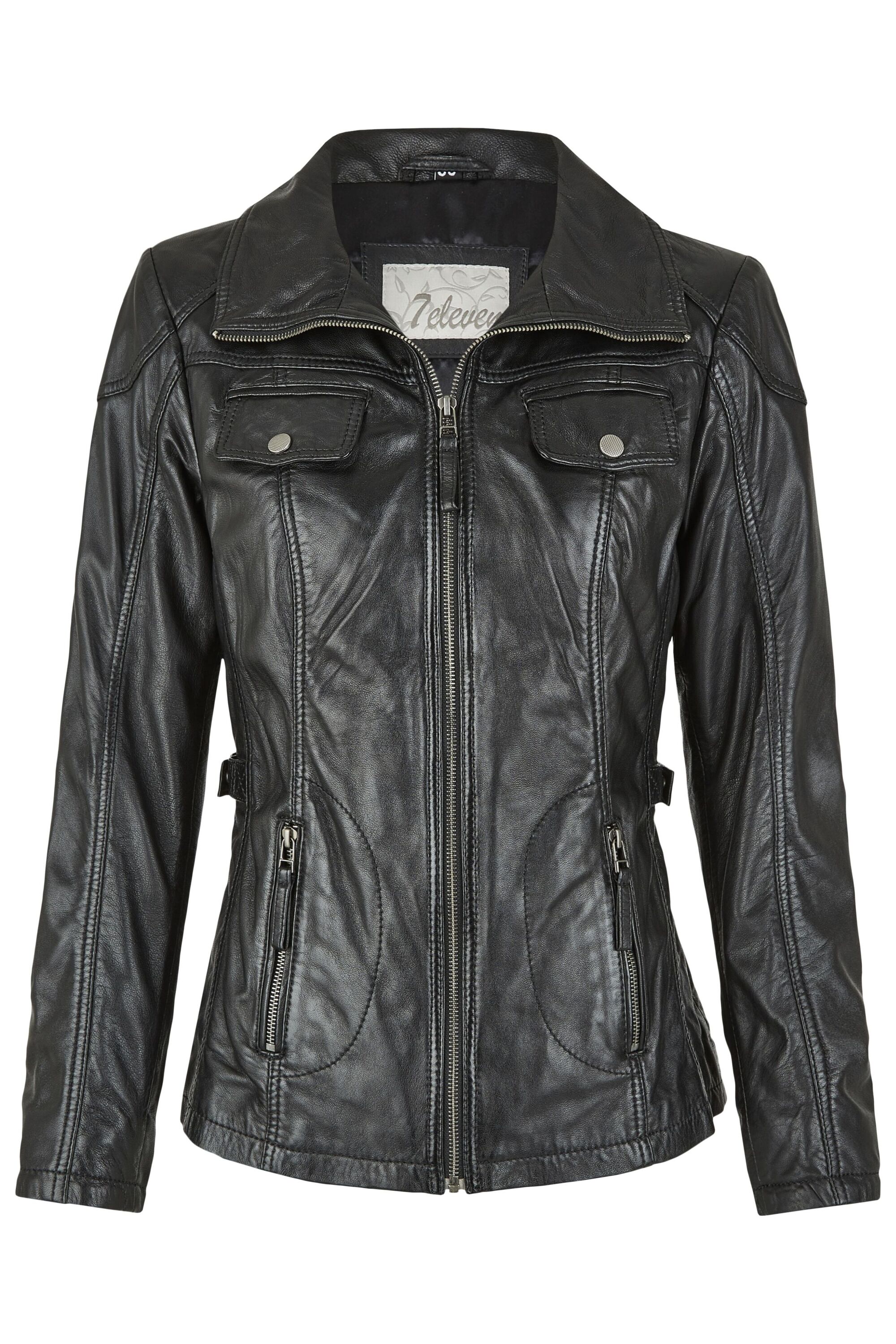 7eleven Lederjacke "SEMERLE" ohne Kapuze sportives Design