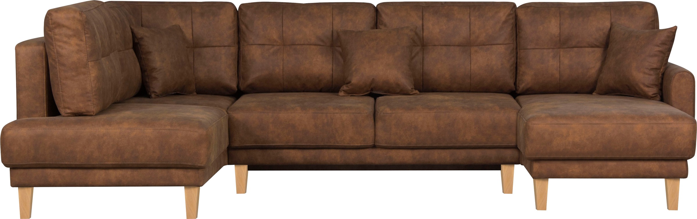 Home affaire Wohnlandschaft »TRIPLO U-Form wahlweise mit Schlaffunktion, B/T/H: 310/192/90 cm«, Schlafsofa, auch mit Bettkasten, Steppung im Rückenkissen