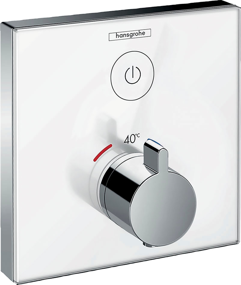 hansgrohe Brausethermostat "ShowerSelect", Glas Unterputz für 1 Funktion Weiß/chrom