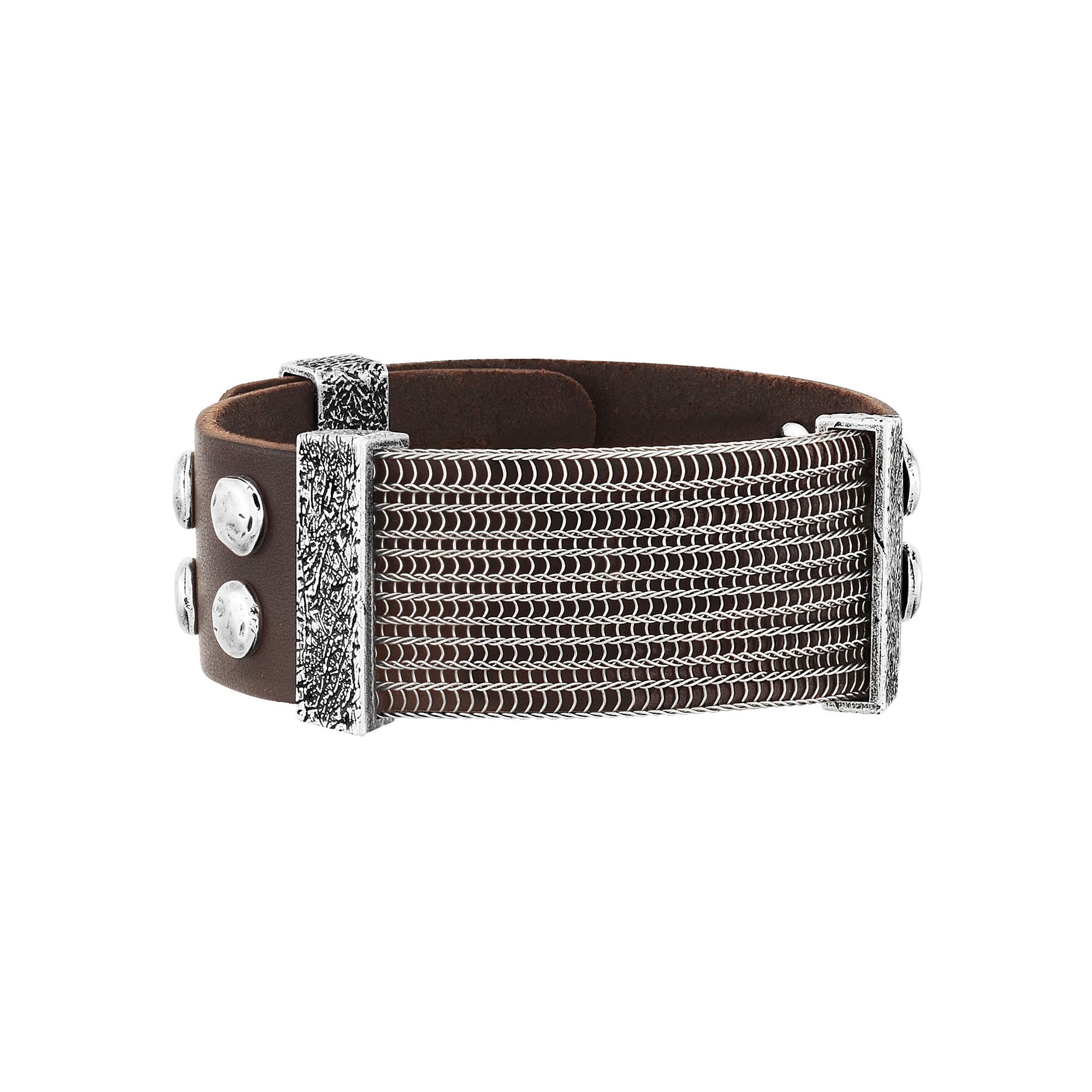 SEVEN-24 Armband »Edelstahl mit braunem Leder« ▷ kaufen | BAUR