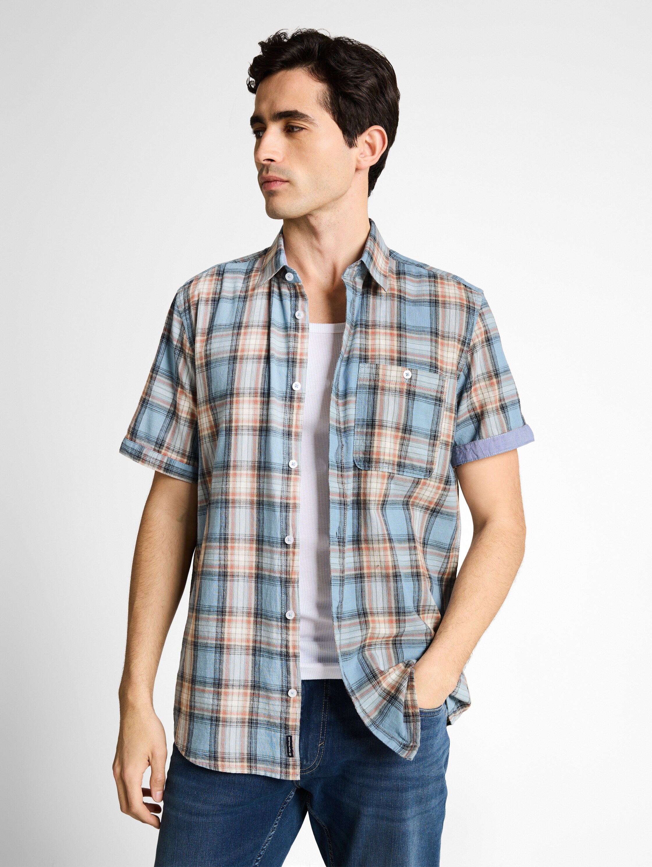 TOM TAILOR Kurzarmhemd mit Karo Muster günstig online kaufen
