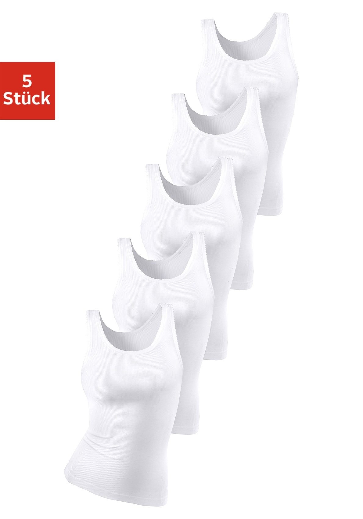 petite fleur by Lascana Unterhemd 5er-Pack, weiche Doppelripp-Qualität, tiefer Rundhalsausschnitt
