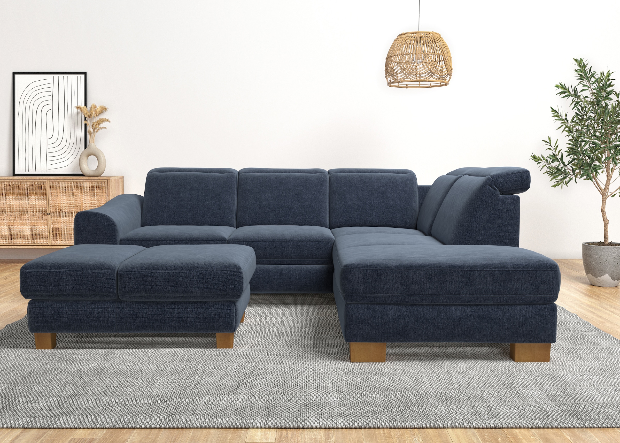 Home affaire Ecksofa "Dundee L-Form" wahlweise mit Kopfteilverstellung und zusätzlich mit Schlaffunktion