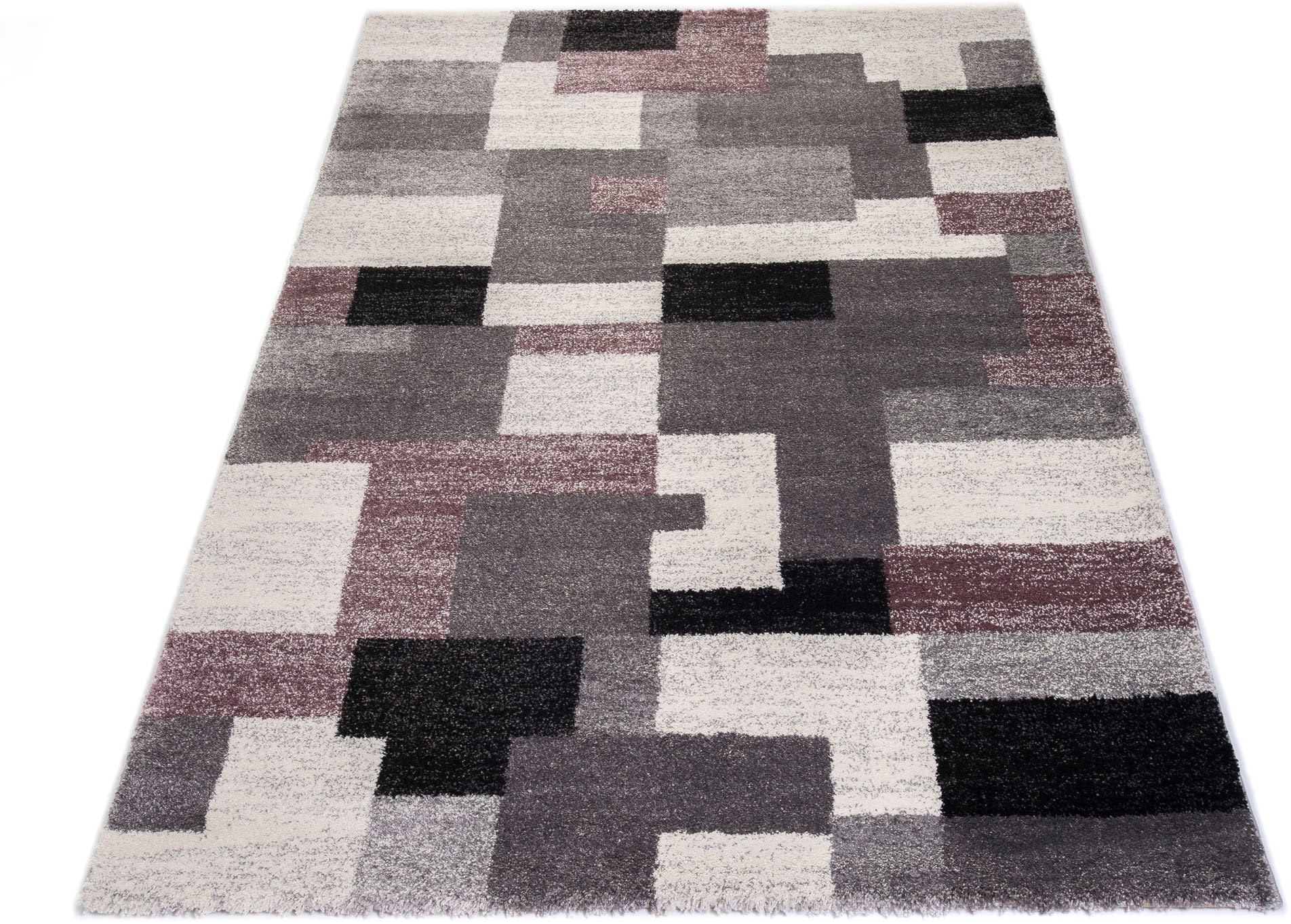 Teppich OCI DIE TEPPICHMARKE "STEADY ALLOVER", lila (flieder, grau), B:65cm H:20mm L:130cm, Polypropylen (PP), Teppiche, Teppich, Frisé Kurzdlor, Mosaik, robust, Wohnzimmer
