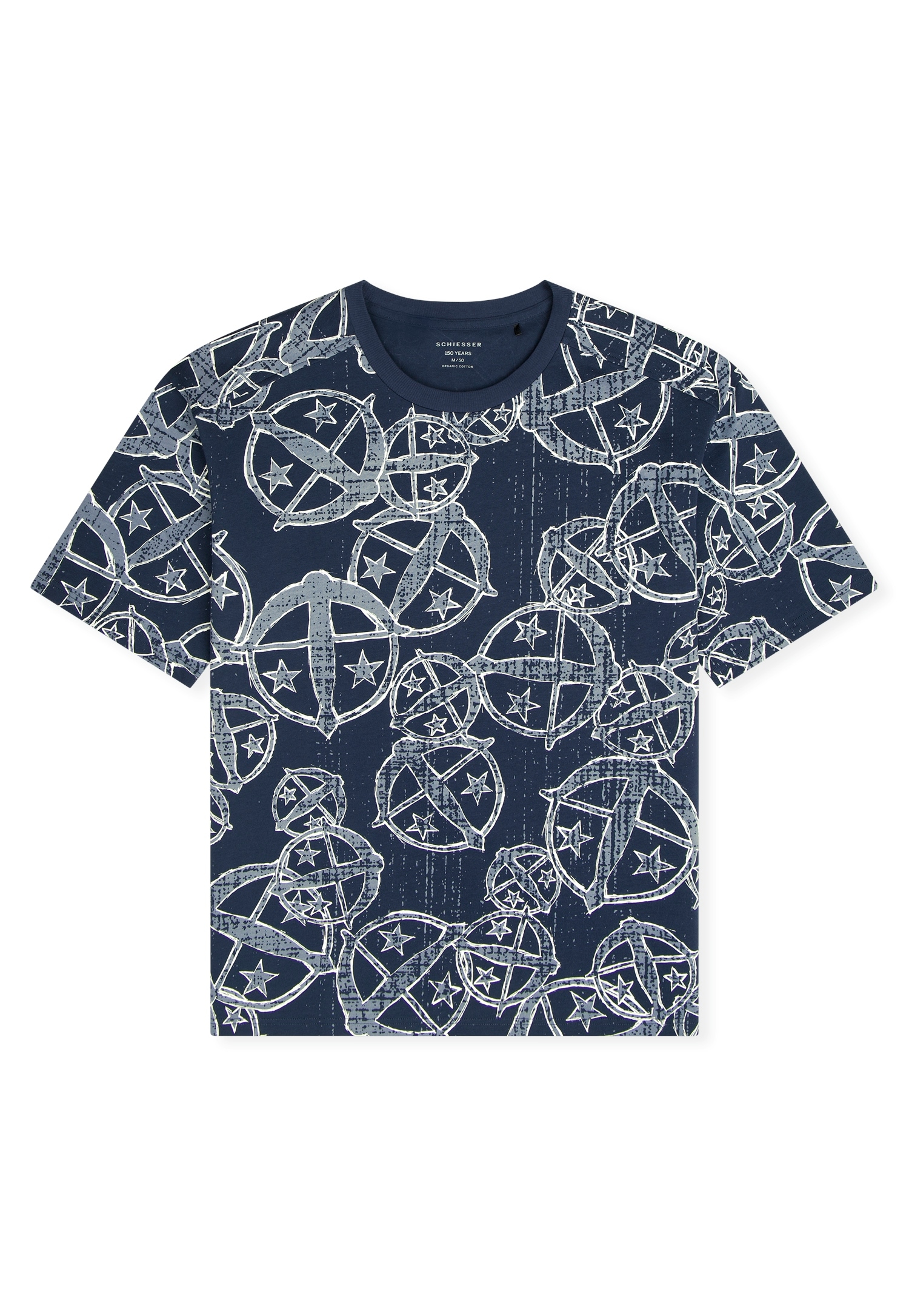 Schiesser Kurzarmshirt »SCHIESSER 150 YEARS«, Rundhalsausschnitt, Baumwolle, Allover-Print