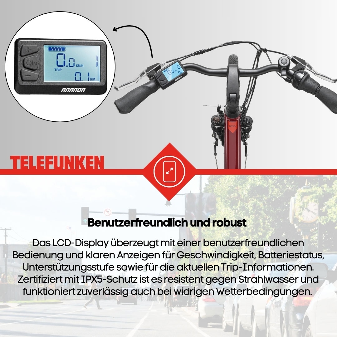 Telefunken E-Bike »Multitalent RC845«, 7 Gang, Shimano, Frontmotor 250 W, (28 Zoll, Straßenzulassung, ca. 100 km Reichweite), Pedelec, Elektrofahrrad für Herren u. Damen, tiefer Einstieg