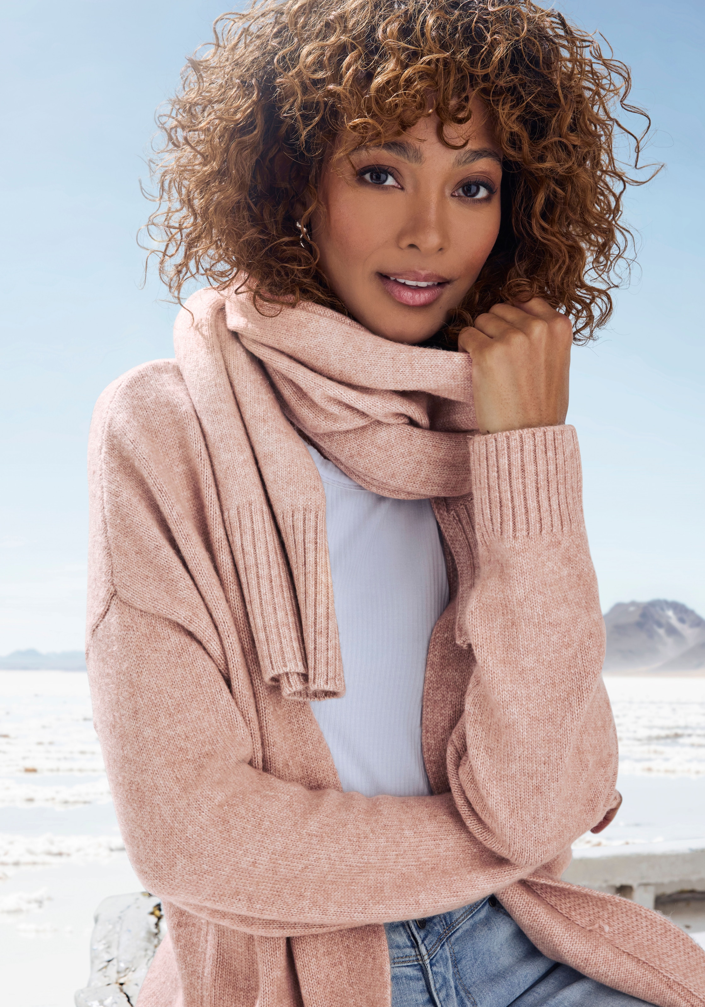 Vivance Strickjacke, mit Schaler Set, aus kuscheliger Strickqualität, Cardi günstig online kaufen