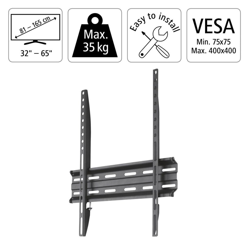 Hama TV-Wandhalterung »Wandhalterung FIX, Schwarz, 81-165 cm(32"-65"), 43", 50", 55"«, bis 165 cm Zoll