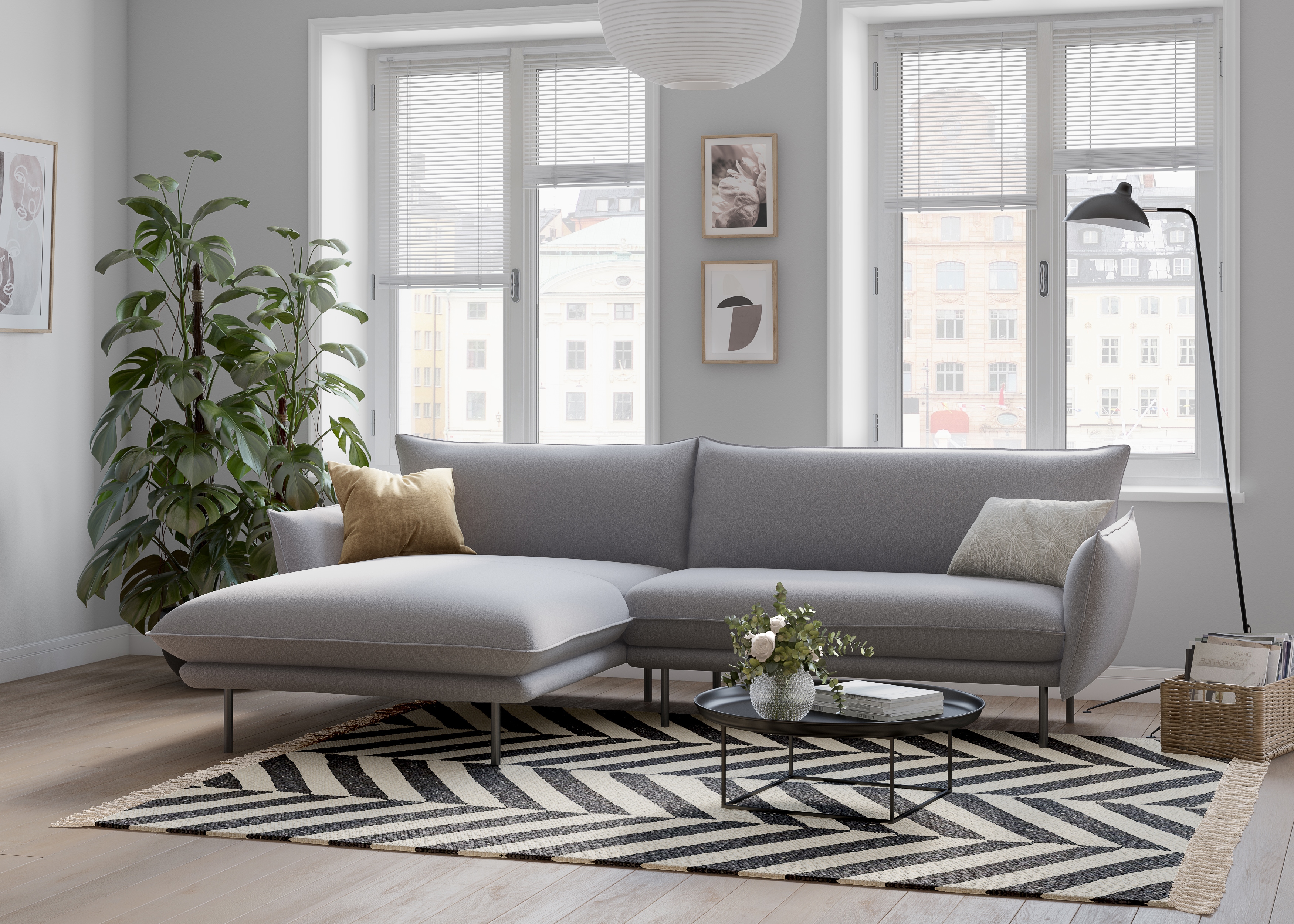 OTTO home Ecksofa "Stine L-Form" Besonderes Design durch Kissenoptik und Keder
