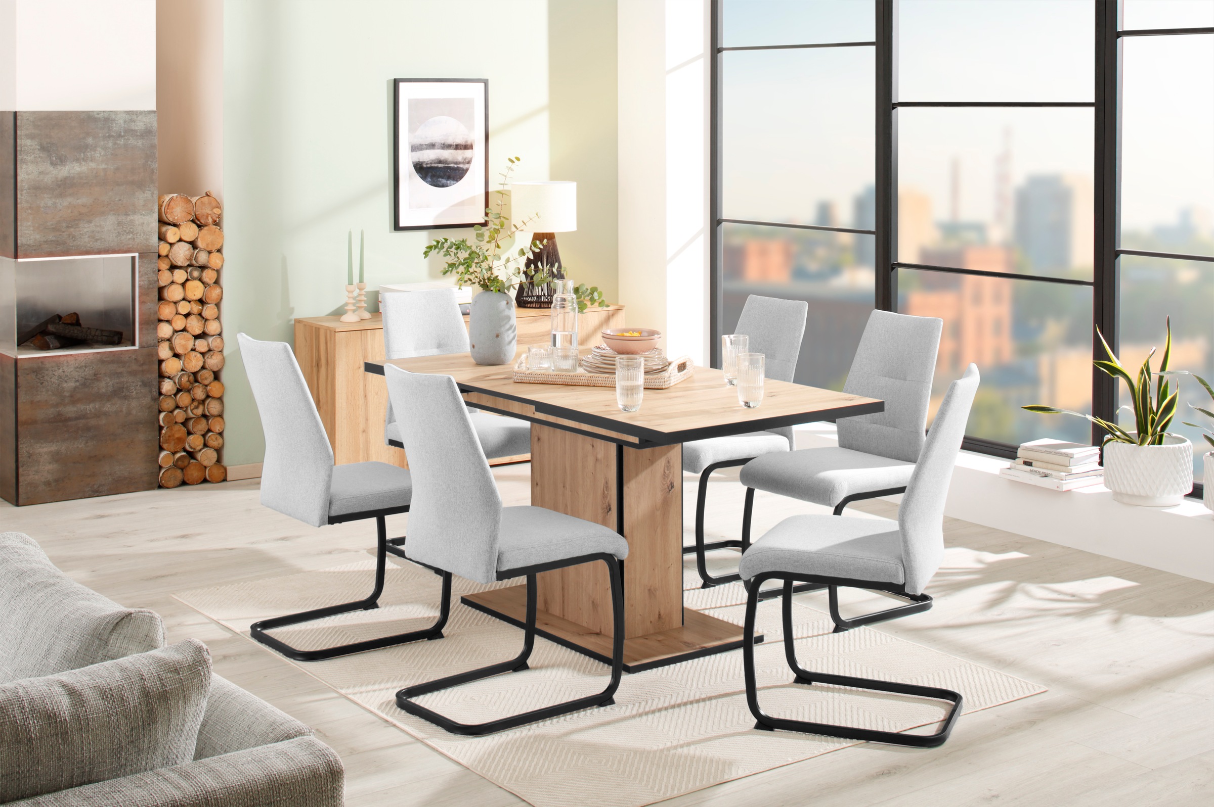 Thumbnail - HELA Freischwinger "Ariana, Esszimmerstuhl" (Set) 6 Stk.Zertifizierter "Waterfree" Stoff - sehr Robust, 140 kg belastbar