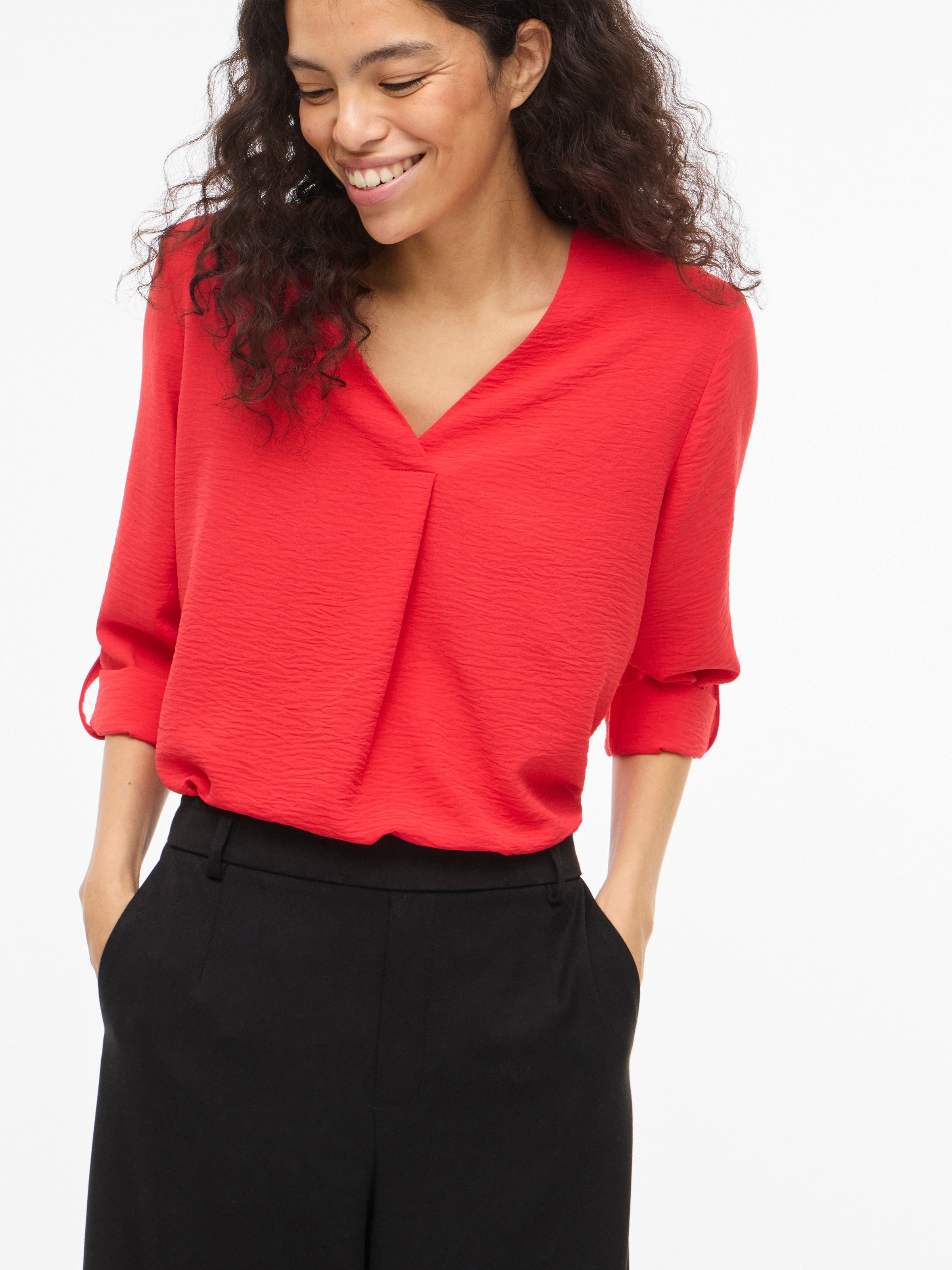 Vila Blusenshirt "VIJOSA 3/4 V-NECK TOP - NOOS" günstig online kaufen