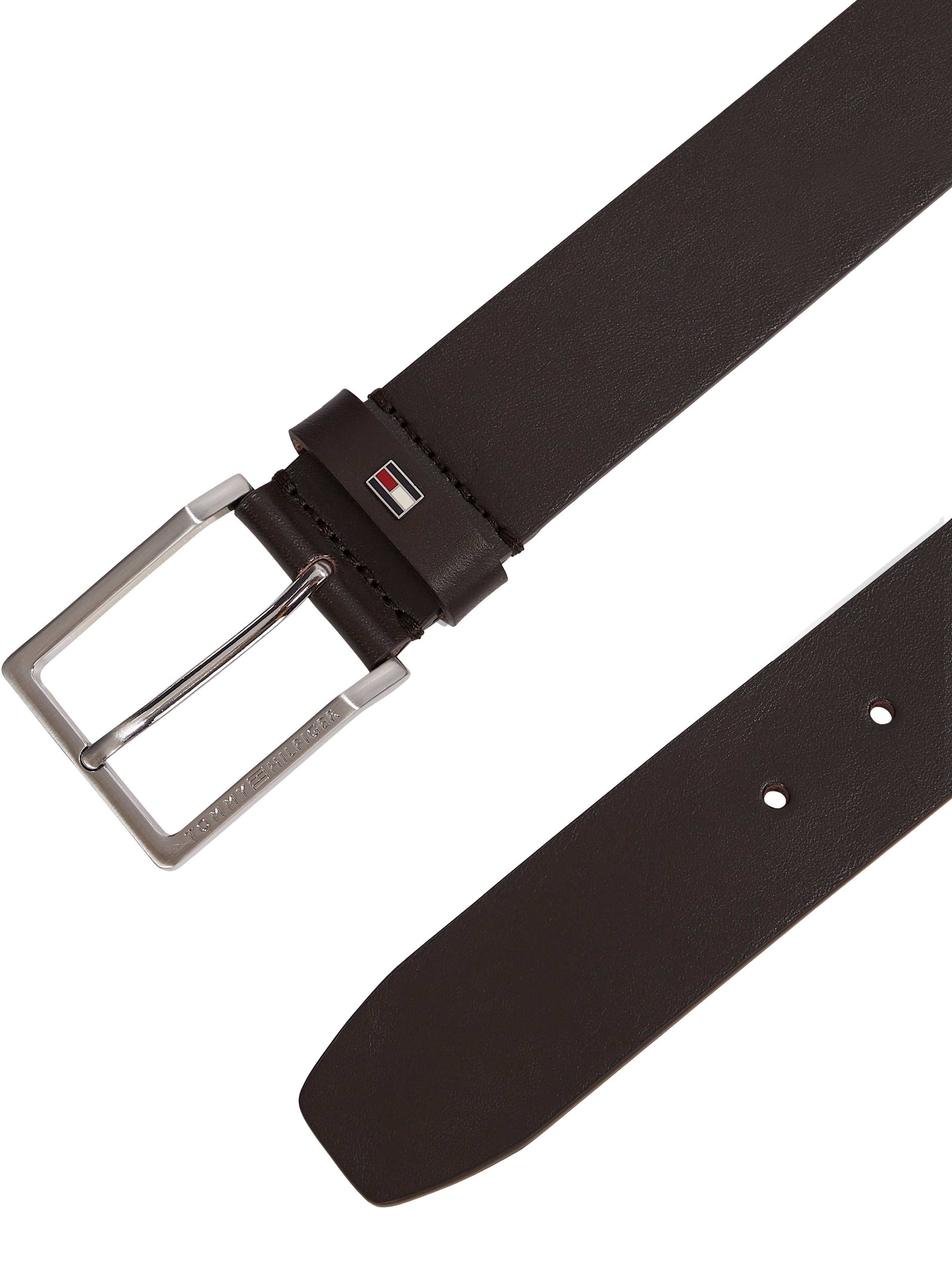 Tommy Hilfiger Ledergürtel »OLIVER 4.0 cm breit« Größenverstellbar, Markenlogoemblem aus Metall