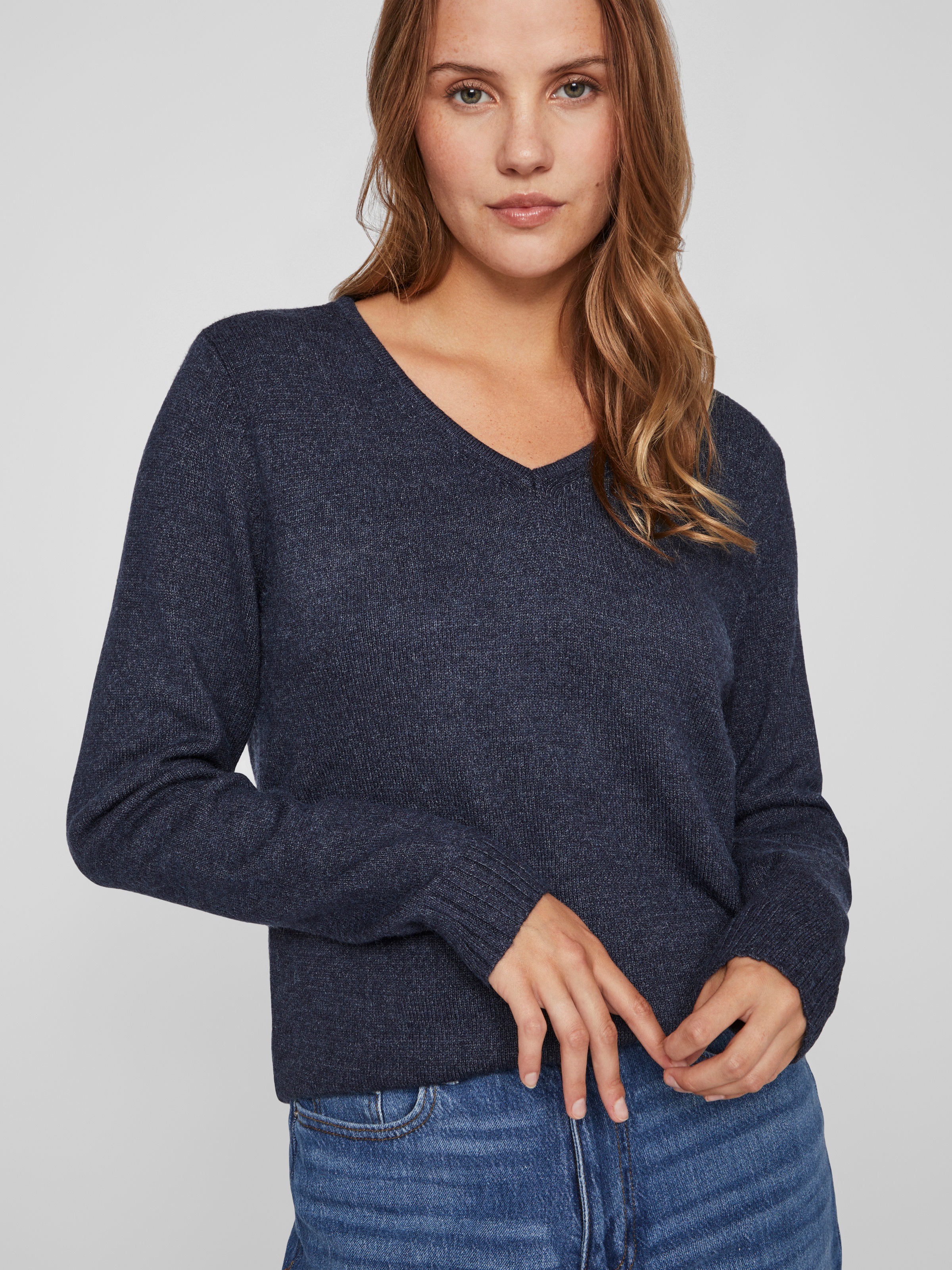 Vila V-Ausschnitt-Pullover "VIRIL V-NECK L/S KNIT TOP - NOOS" Materialmix, günstig online kaufen
