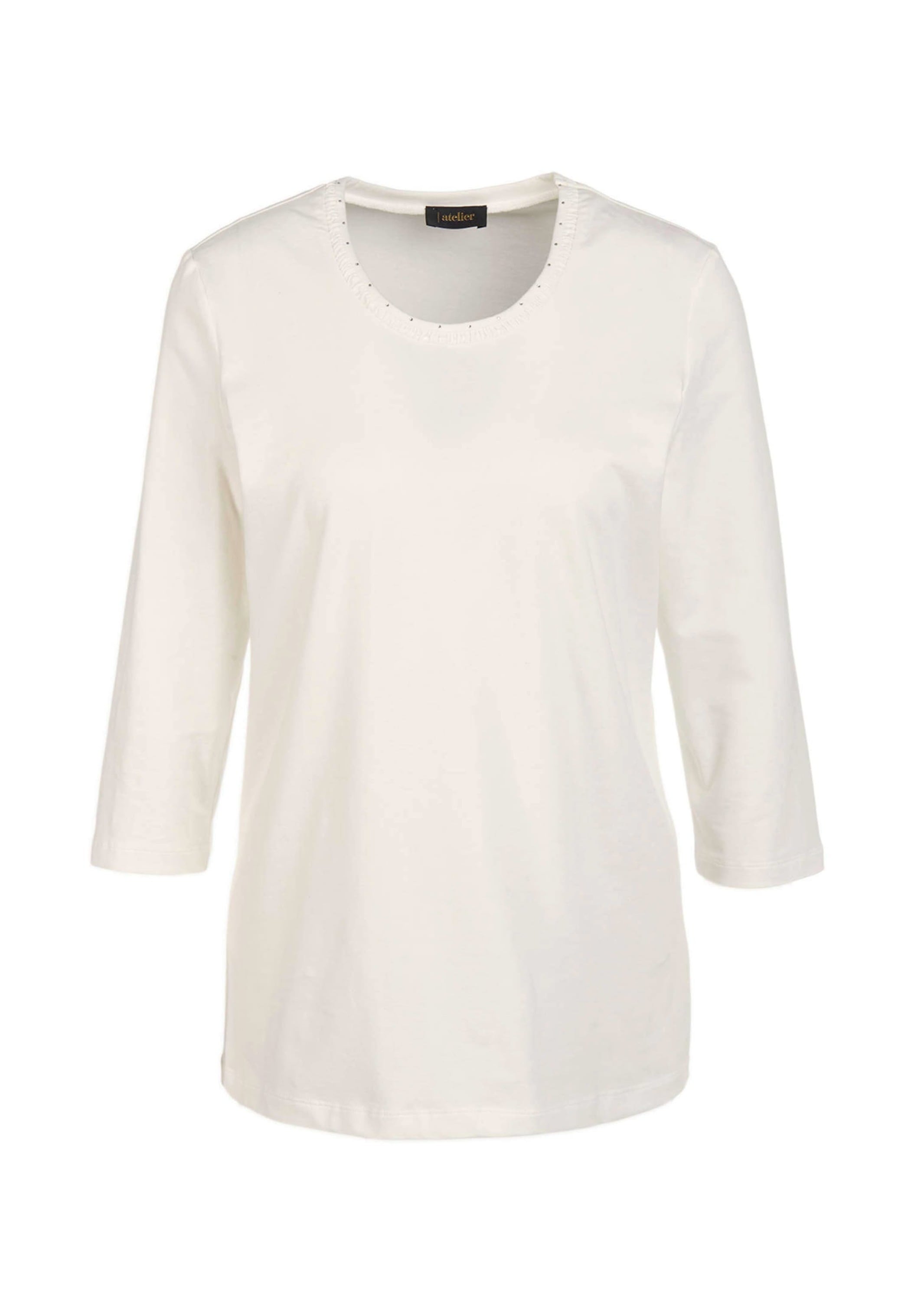 GOLDNER 3/4-Arm-Shirt "Baumwollshirt mit Schmucksteinen" Mit Schmucksteinchen veredelt