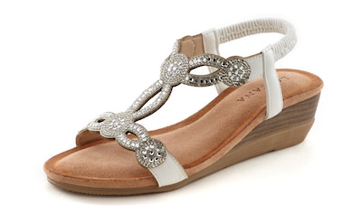 Sandale, mit Schmucksteinen, Glitzer, elastische Riemen, Sandalette,Sommerschuh
