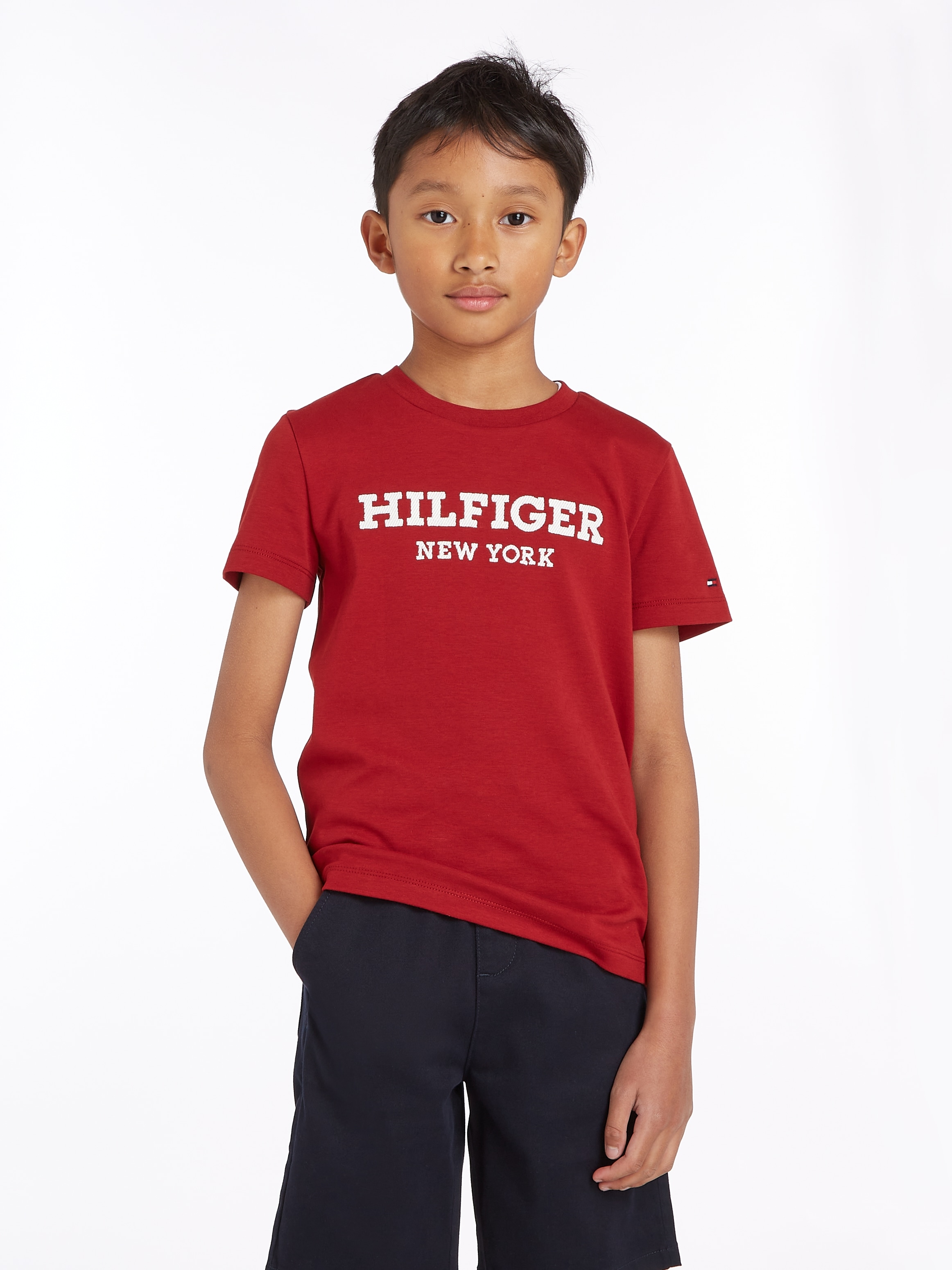 Tommy Hilfiger T-Shirt »HILFIGER LOGO TEE S/S«, mit Hilfiger Statement Print  online bestellen | BAUR