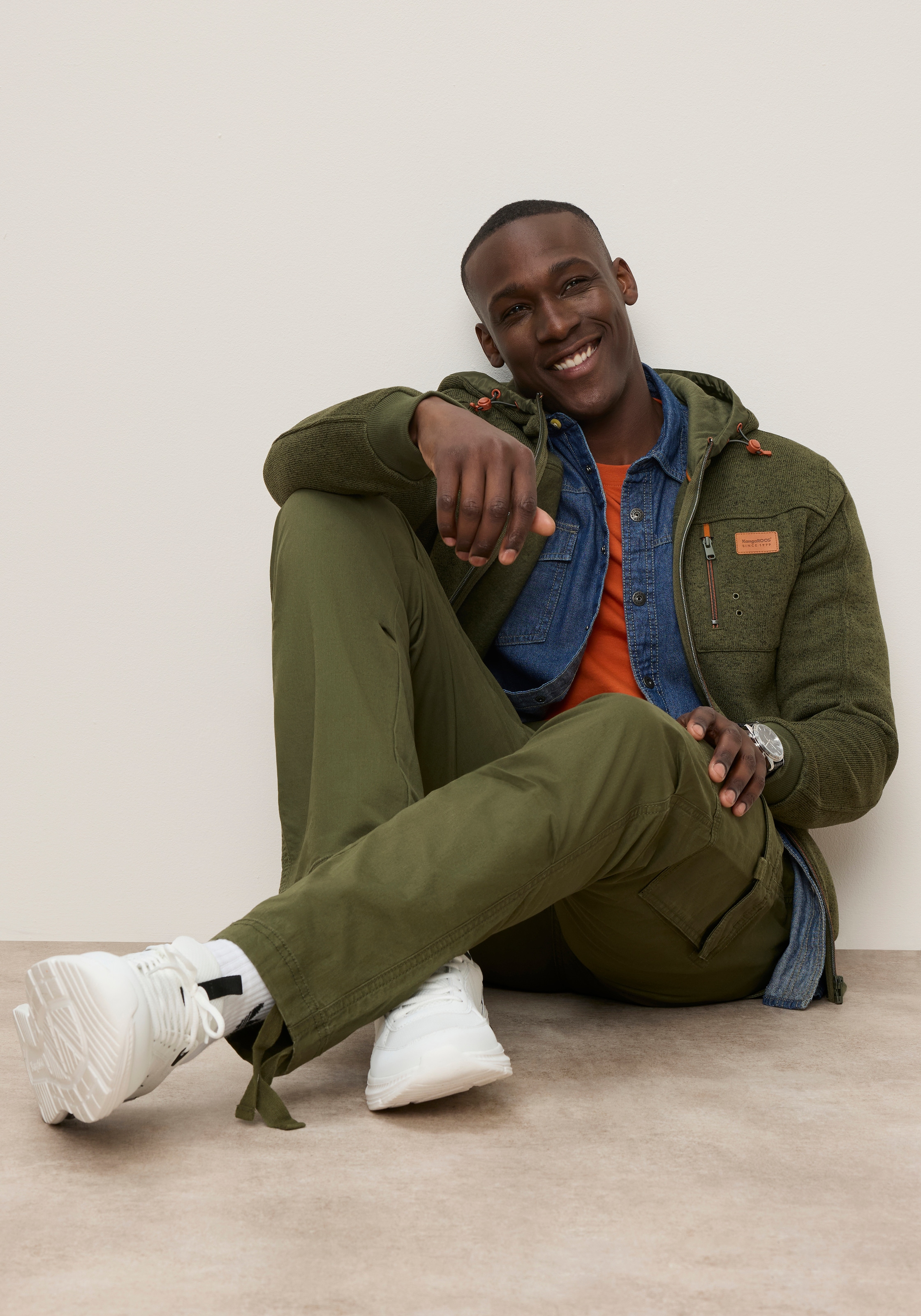 KangaROOS Strickfleecejacke mit Kapuze mit Kapuze