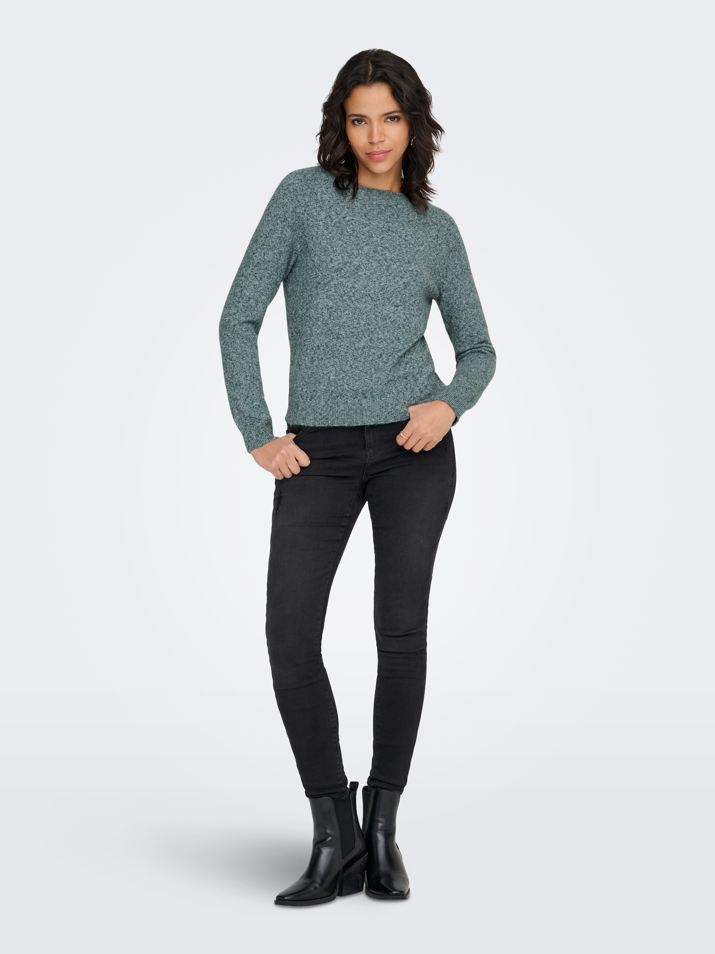 ONLY Rundhalspullover »ONLRICA LIFE L/S PULLOVER  KNT NOOS« Materialmix, regular fit