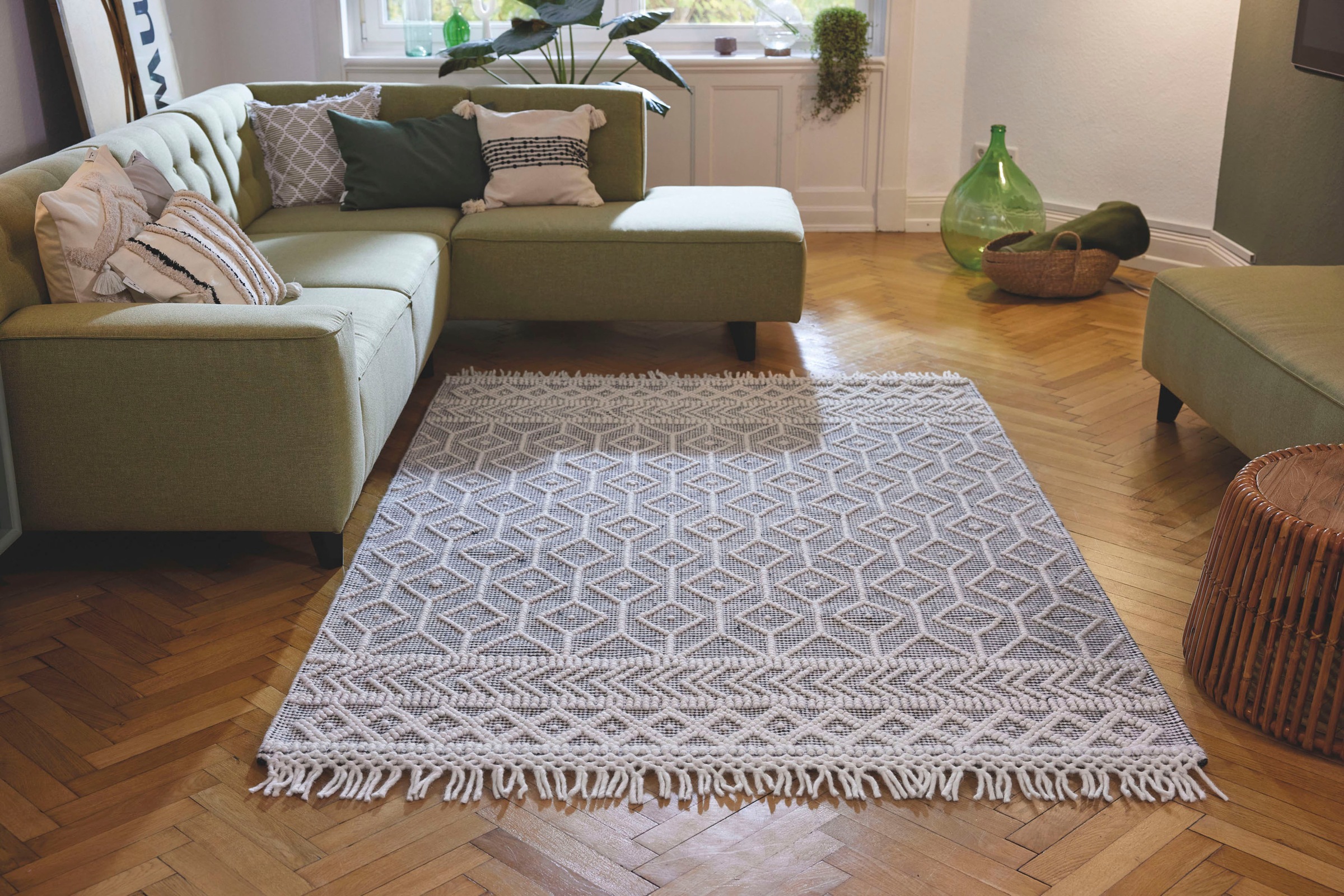 TOM TAILOR HOME Teppich "Colored Macrame" rechteckig 10 mm Höhe Handweb Teppich, reine Wolle, handgewebt, mit Fransen, auch in rund