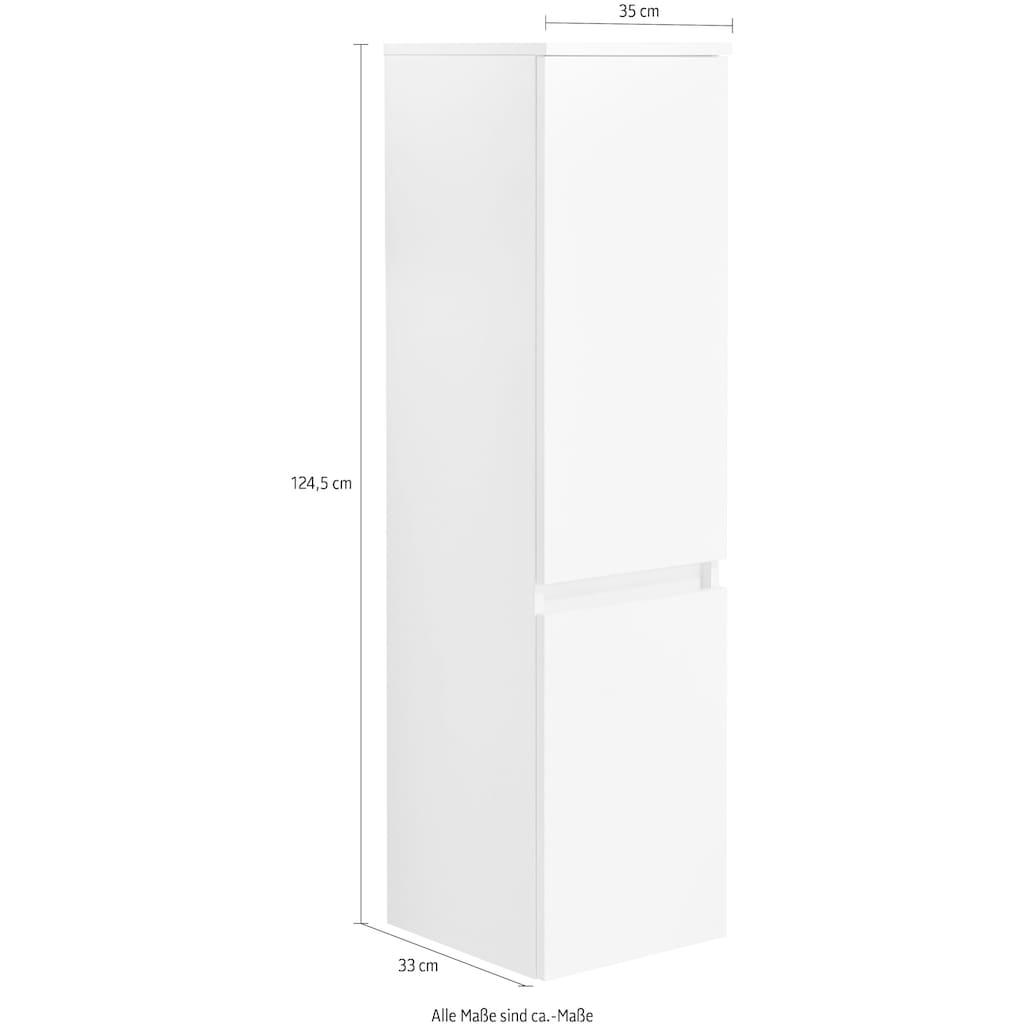 Saphir Midischrank »Quickset 360 Badschrank in Weiß Glanz mit 2 Türen, 3 Glas-Einlegeböden«, inkl. Türdämpfer, 35 cm breit, 124,5 cm hoch, grifflos, wandhängend