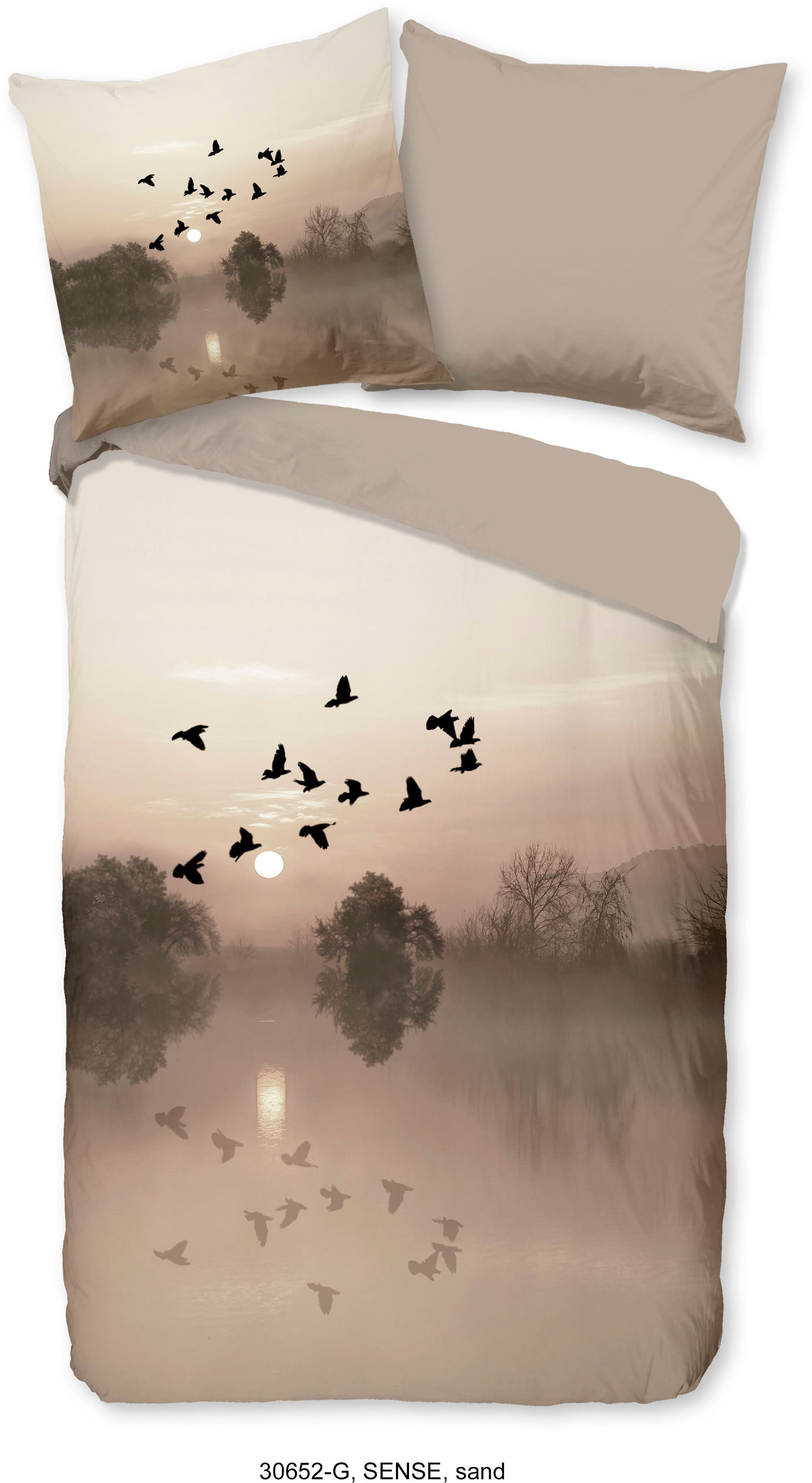 good morning Wendebettwäsche »Sense«, 100% Baumwolle, 135x200, Reißverschluss, Wendeoptik, Simple, Sand