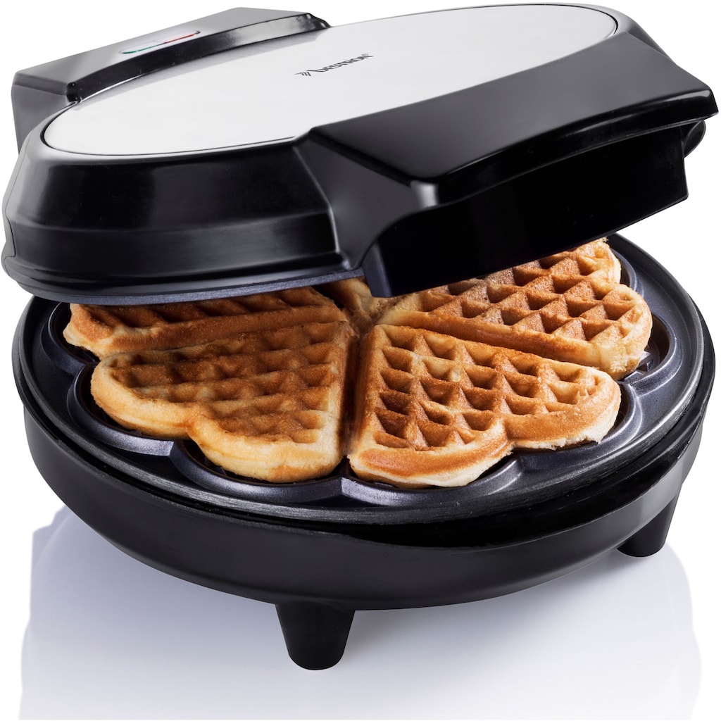 bestron Waffeleisen »AWM700S«, 700 W, klassische Herzwaffeln, Antihaftbeschichtung, inkl. Rezeptvorschläge