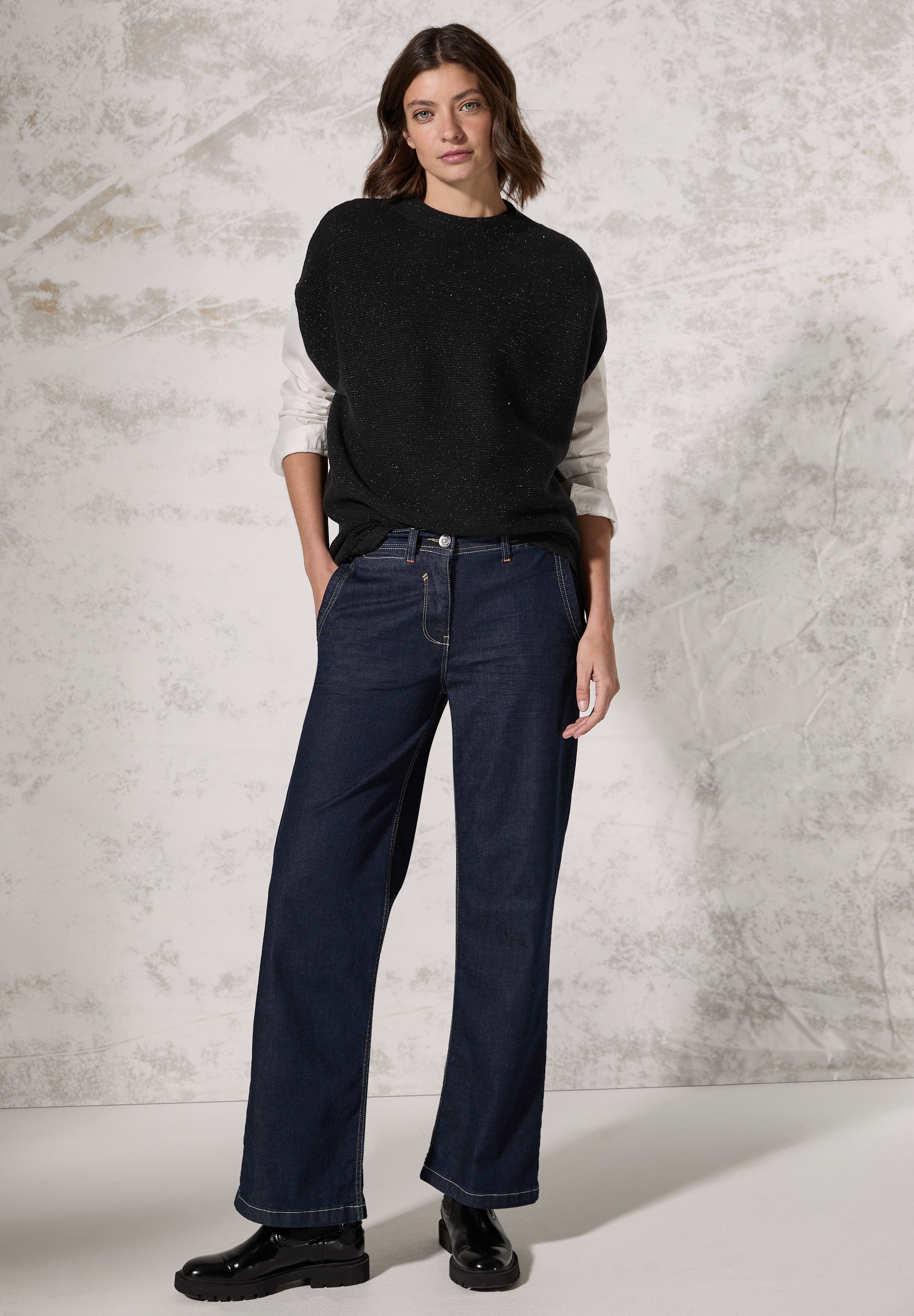 Cecil Stehkragenpullover, mit Struktur-Muster