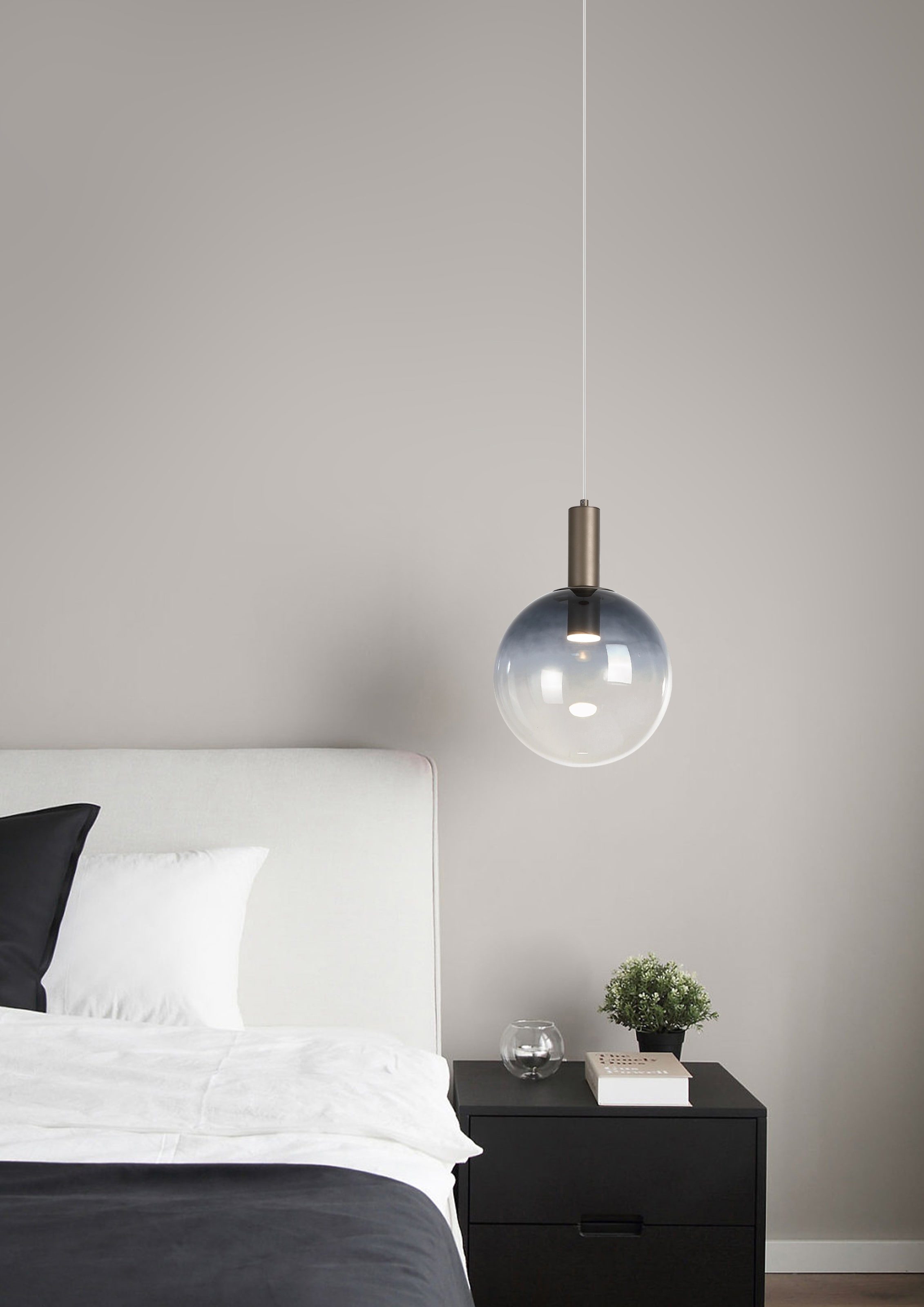 Searchlight Pendelleuchte »Ombre 1Lt Leuchte, Ombre-Glas mit Latte-Metall« GU10 1 Stk.