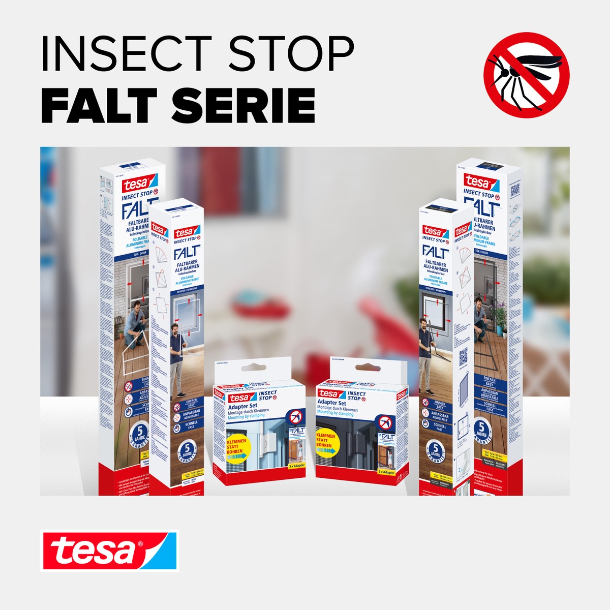 tesa Insektenschutz-Tür »Insect Stop Falt Adapter für Fliegengitter - Adapter-Set«, für Insektenschutz Balkontür / Terrassentür