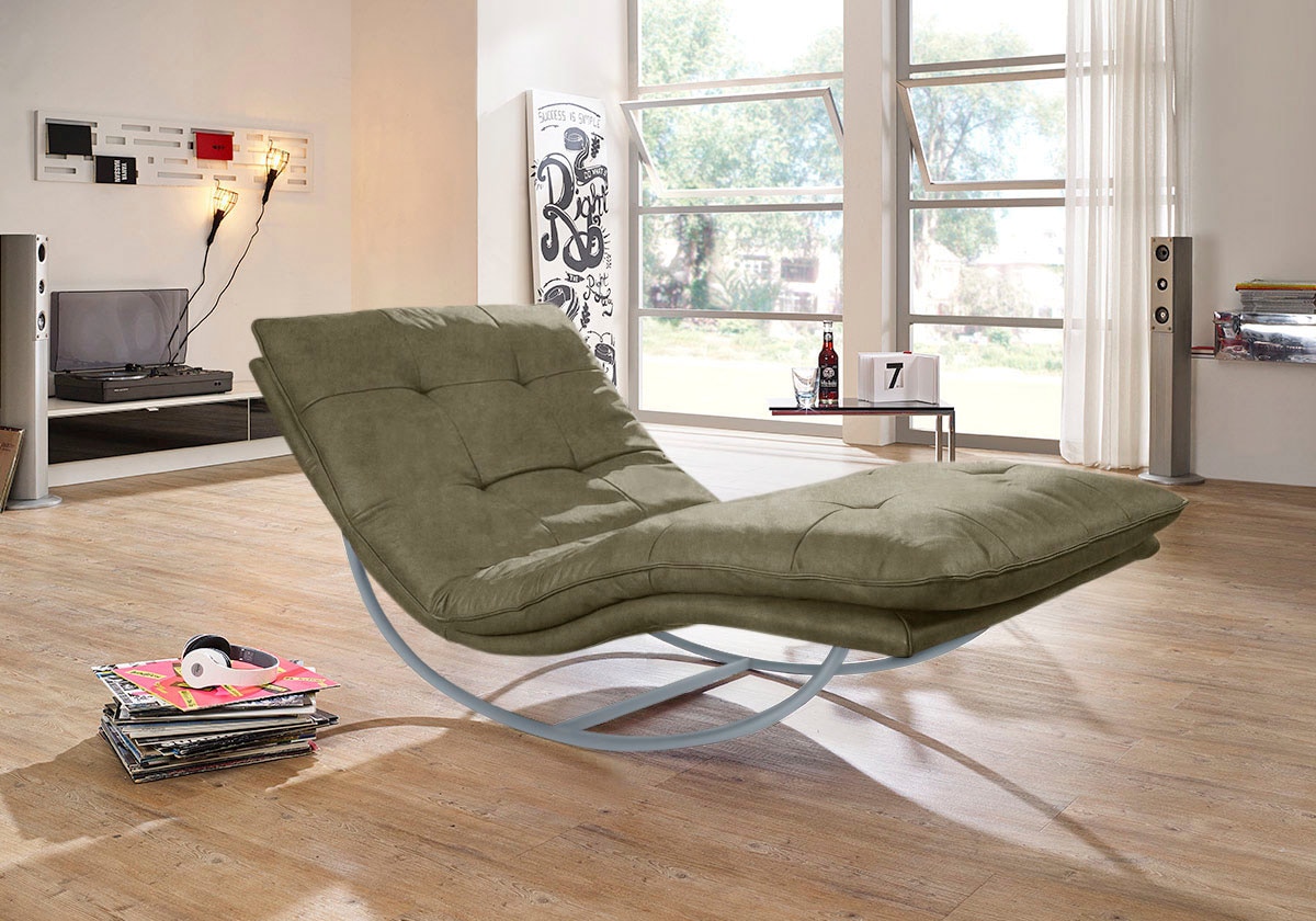 W.SCHILLIG Relaxliege »daily dreams«, in Waffelkissen-Optik, Schaukelgestell silber matt, in 2 Breiten