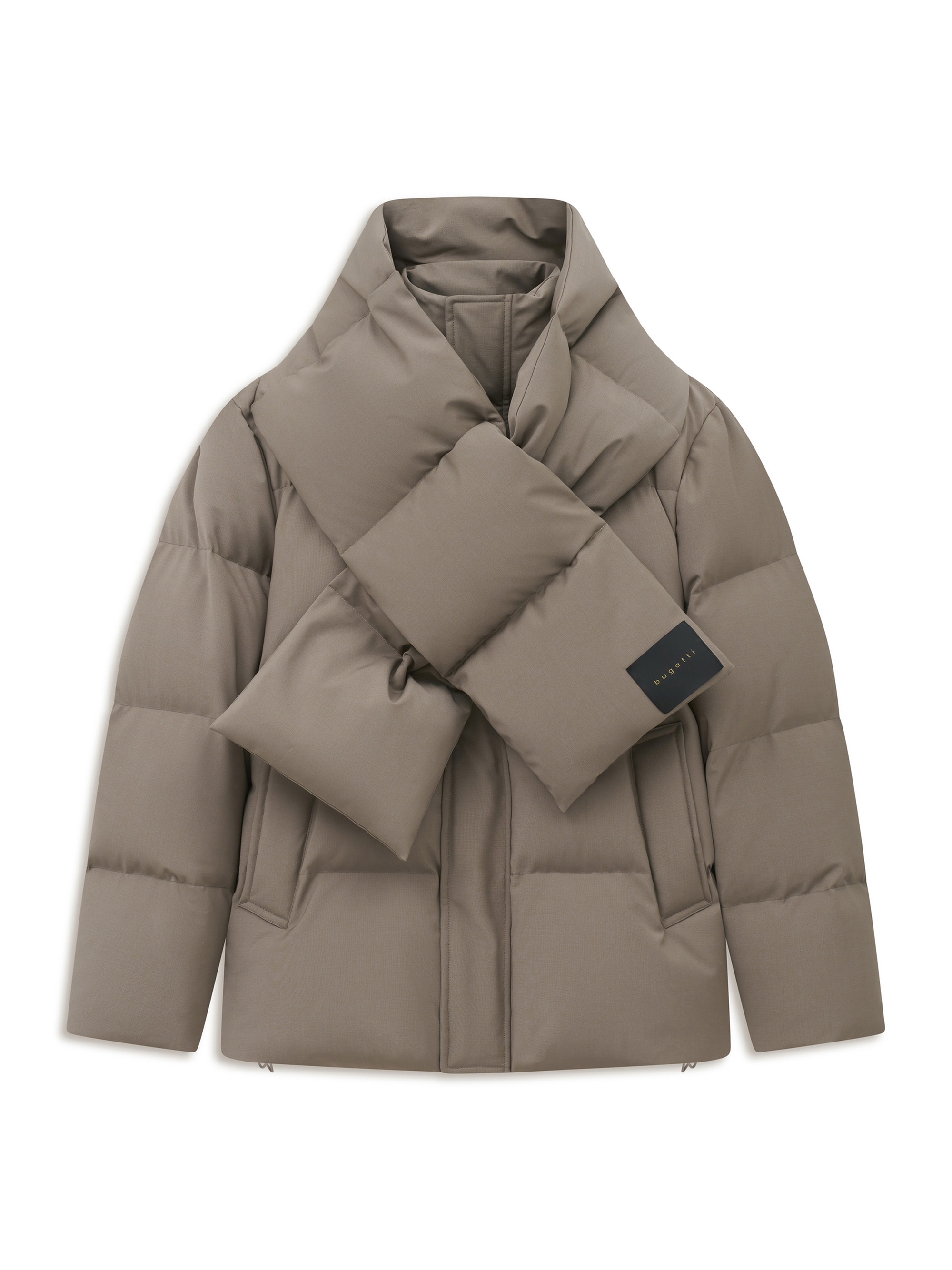 bugatti Parka »Regular Fit« ohne Kapuze Daune Stehkragen Schal inklusive
