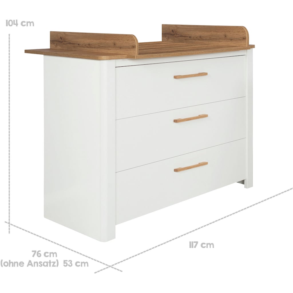 roba® Babyzimmer-Komplettset »Ava«, (Set, 3 St., Kinderbett, Wickelkommode, Kleiderschrank), mit Kinderbett, Wickelkommode und Kleiderschrank; Made in Europe