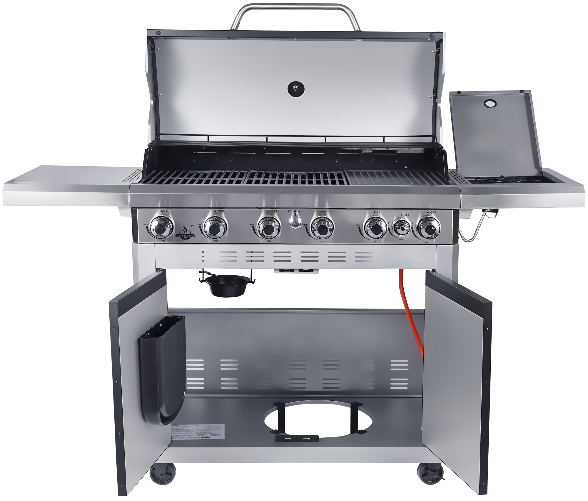 El Fuego Gasgrill »Detroit« 18 kW (6 Brenner je 2,5 kW + 1 Seitenbrenner 3,0 kW)