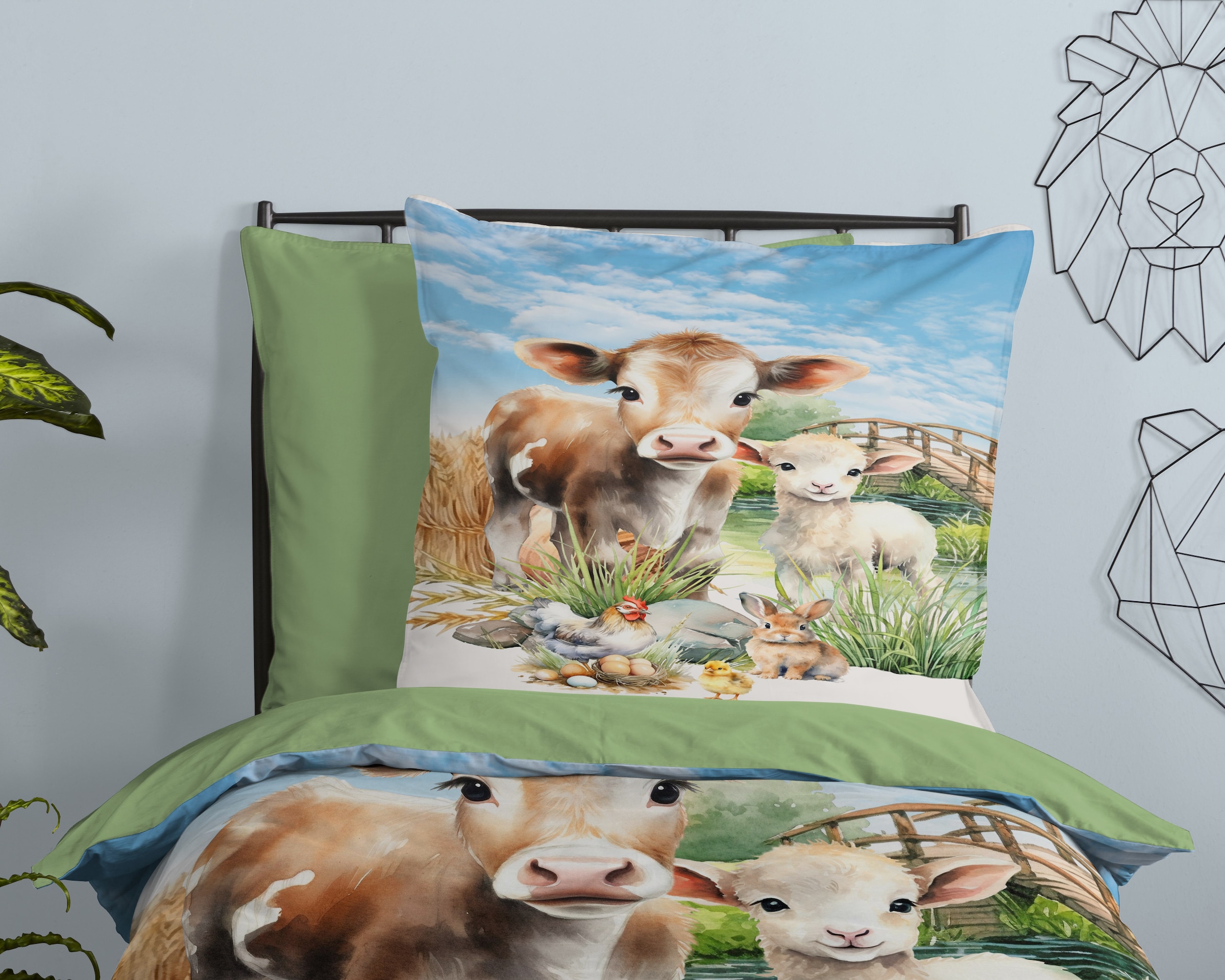 PURE luxury collection Kinderbettwäsche »Farm animals«, Mikrofaser, 135x200, 2 Teilig, Wendeoptik, Kind, Bauernhoftiere, Tiere
